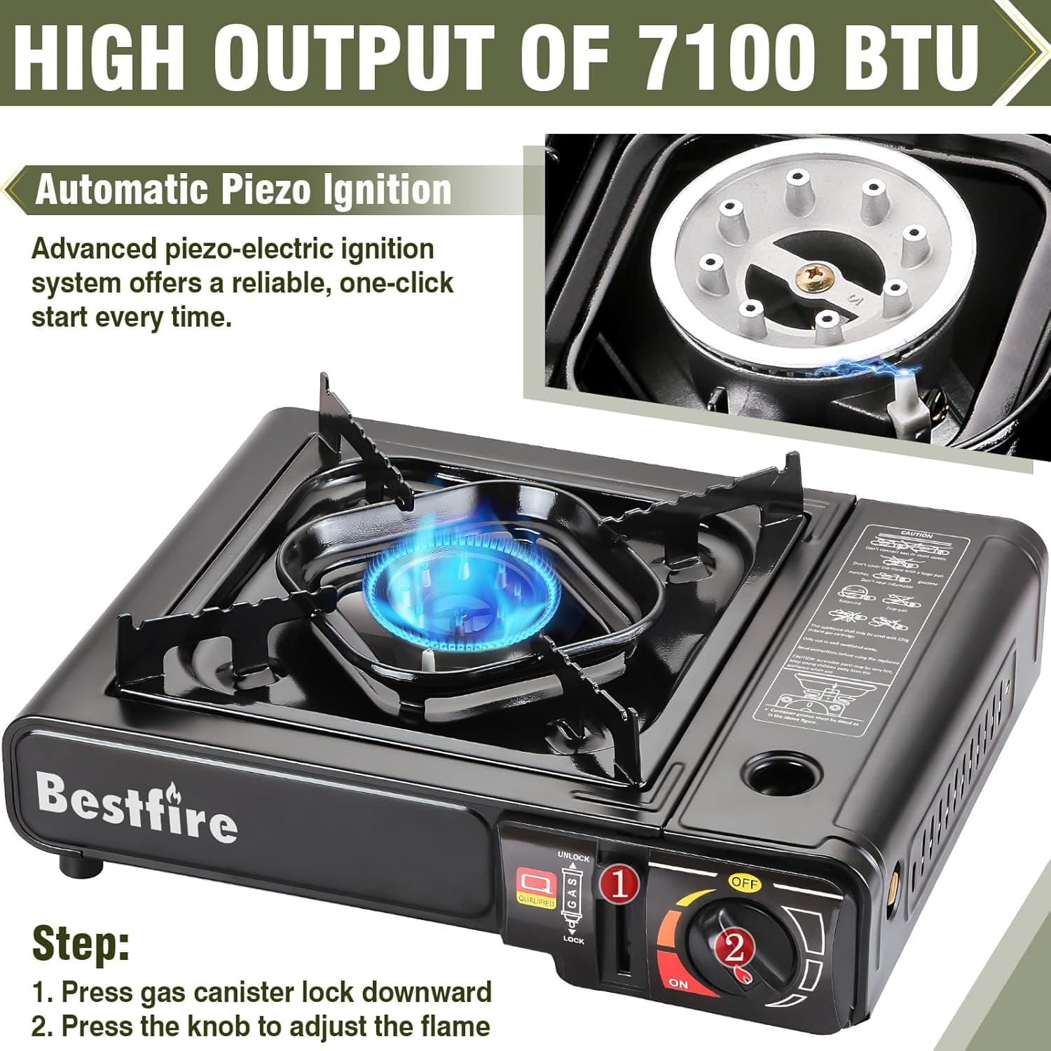 BESTFIRE Portable Dual Fuel Camping Stove – Reliable Butane &amp; Propane Gas Stove with Carrying Case &amp; Adapter – Single Burner for Outdoor Cooking, Tailgating &amp; Emergency : Sports &amp; Outdoors thumbnail 5