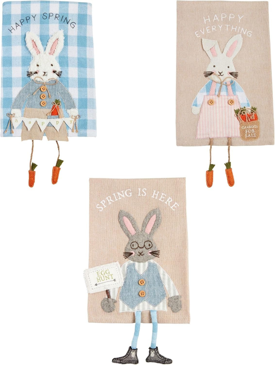 Mud Pie Easter Dangle Towels, Happy Everything; 14" x 21" : Home &amp; Kitchen thumbnail 2