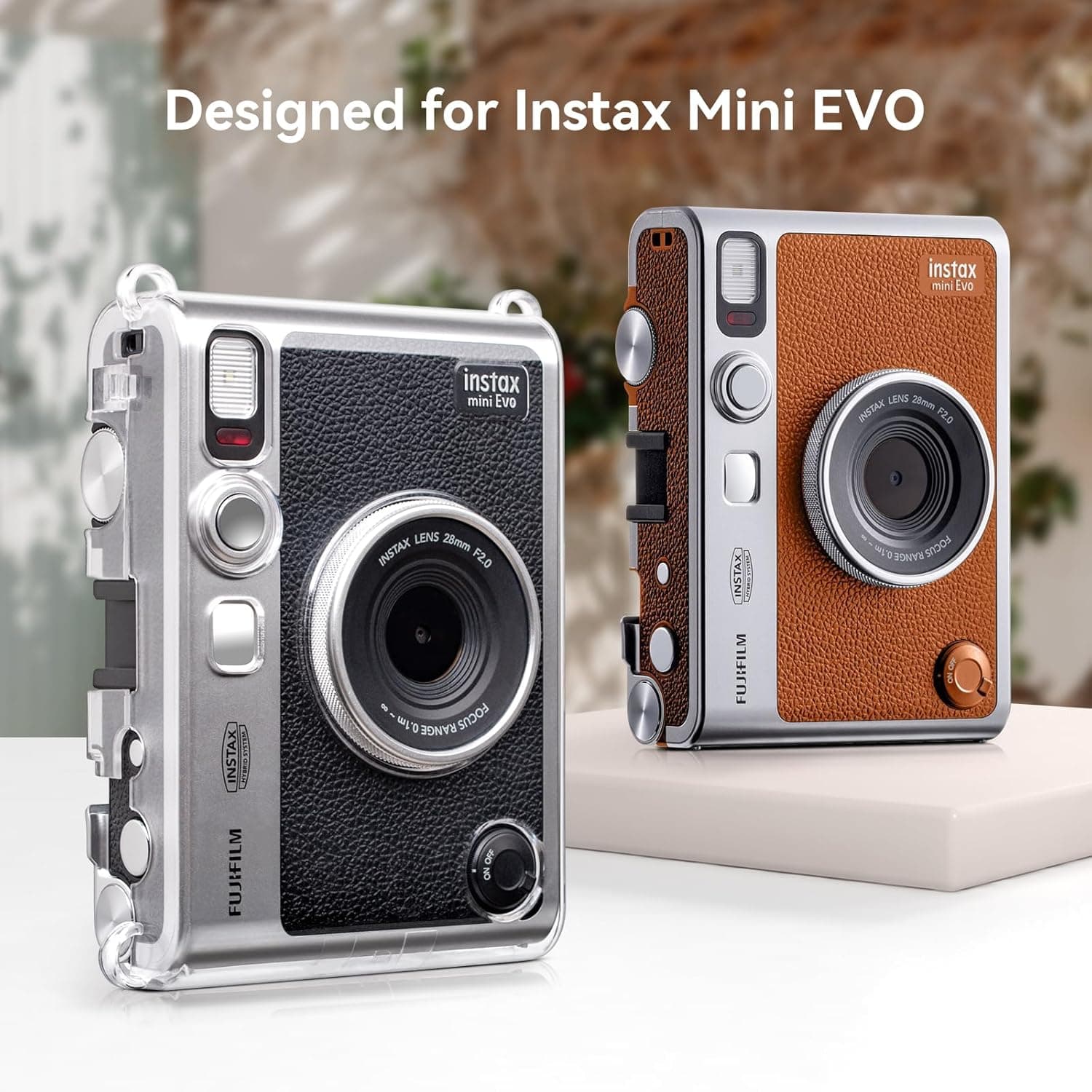 MUZIRI KINOKOO Clear Case for Instax Mini EVO Instant Camera - Hard PVC Fuji Mini EVO Camera Crystal Clear Protective Case Cover with Black Adjustable Shoulder Strap - Transparent : Electronics thumbnail 2