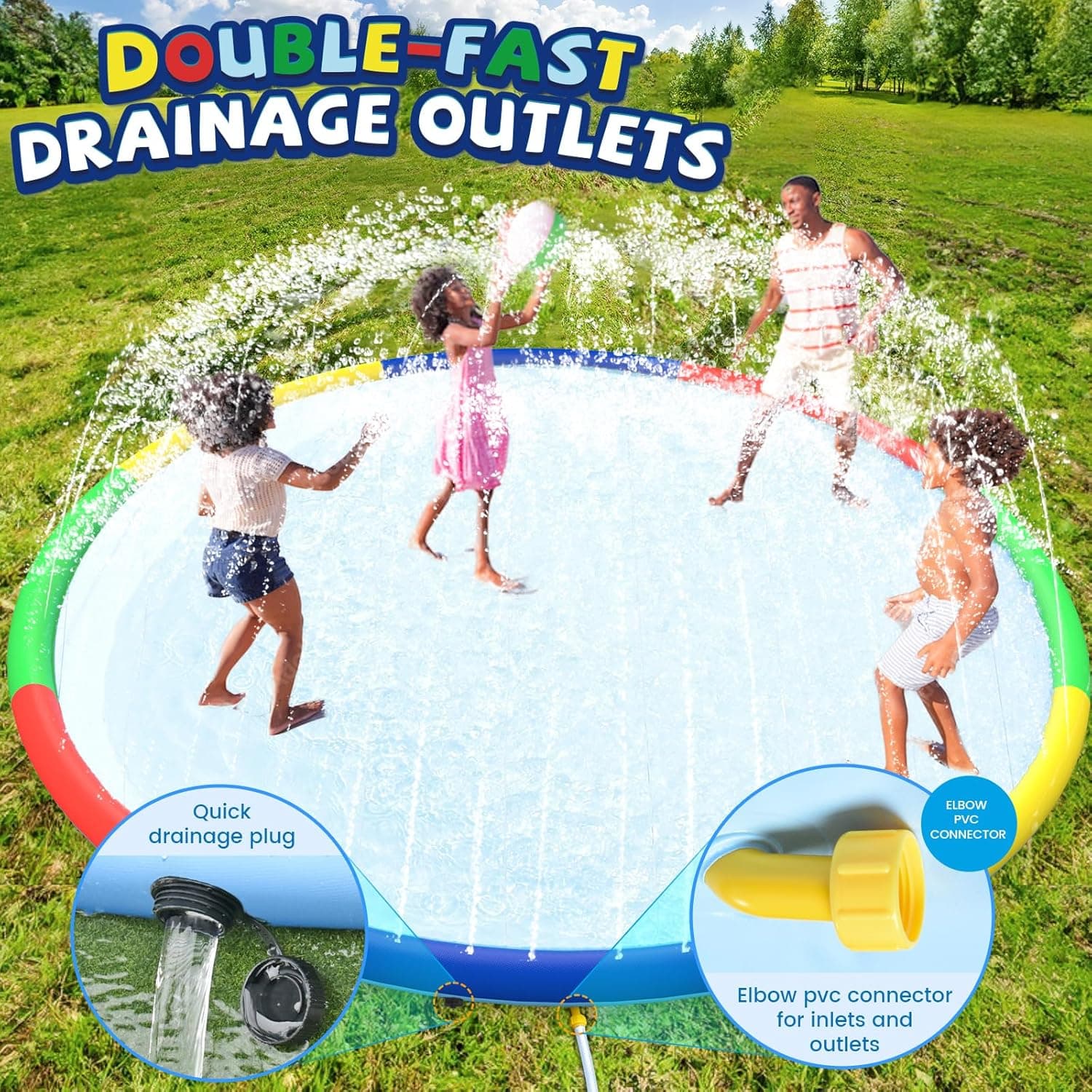ODOSOLA 13 FT Large Splash Pad for Kids thumbnail 5