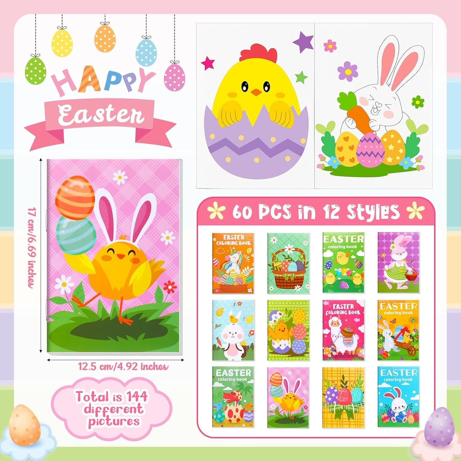 Nezyo 60-Piece Easter Coloring Books for Kids thumbnail 2