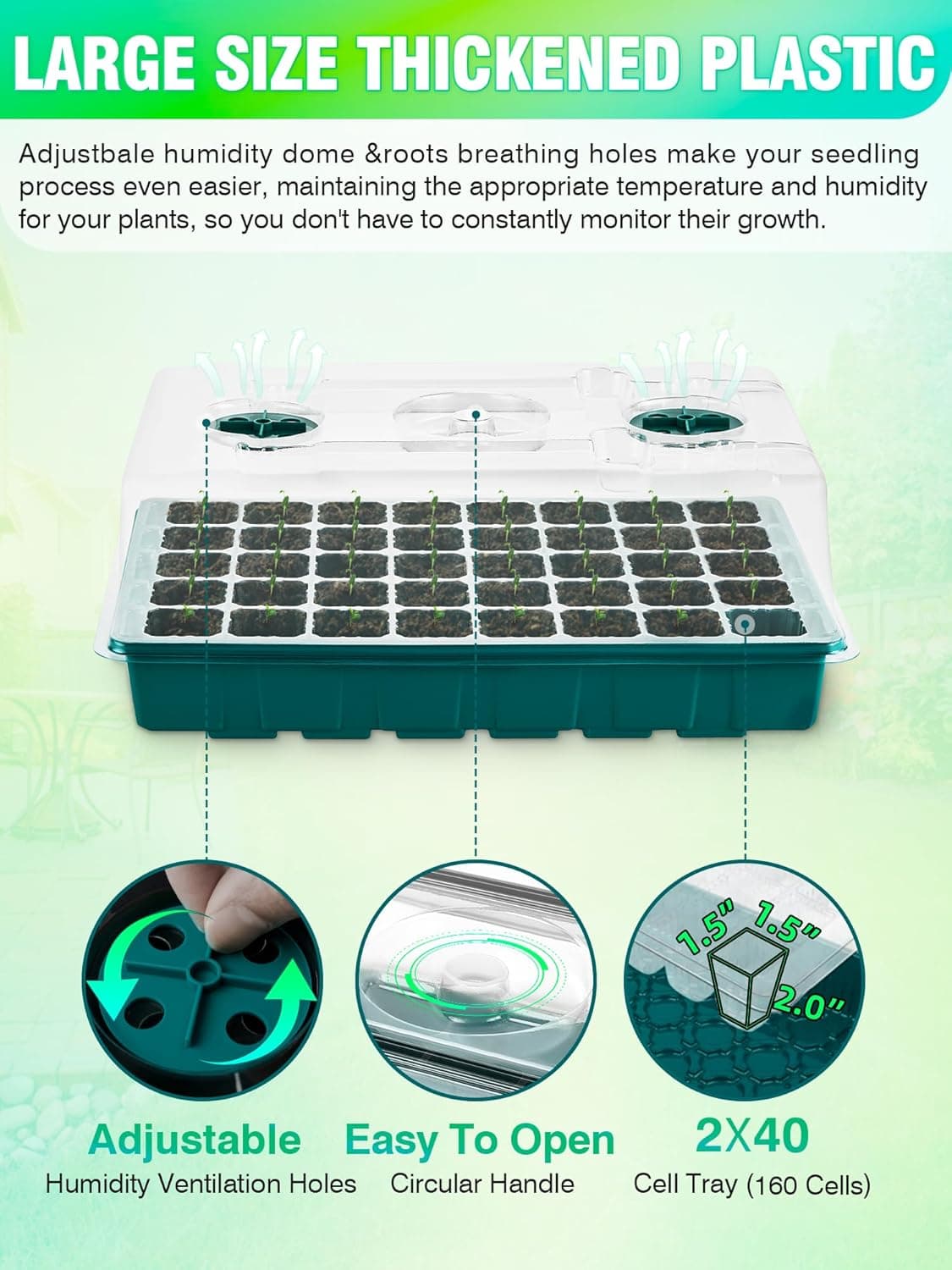 Hugbow Seed Starter Tray with Grow Lights and Heat Mat, 3-in-1 Soil Meter, 80-Cell Seed Growing Tray, Germination &amp; Plant Propagation Station for Indoor Plants 2-Pack : Patio, Lawn &amp; Garden thumbnail 4