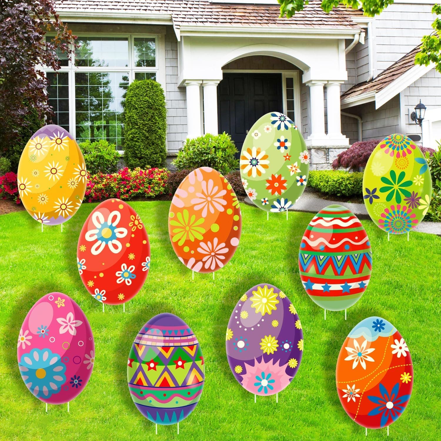 10 PCS Outdoor Easter Egg Decorations with Stakes thumbnail 2