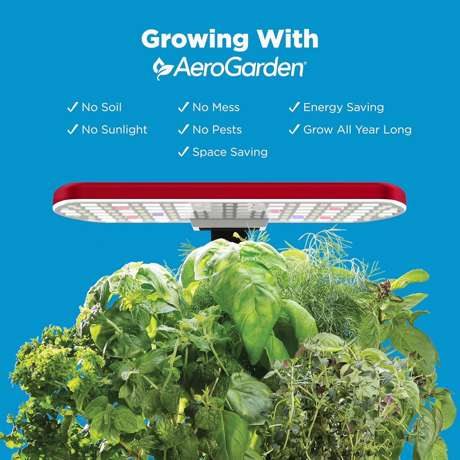 AeroGarden Harvest Lite in Cherry Red, Soil-Free Indoor Hydroponic Garden with LED Grow Light for Year-Round Gardening of up to 6 Herbs and Vegetables : Patio, Lawn &amp; Garden thumbnail 4