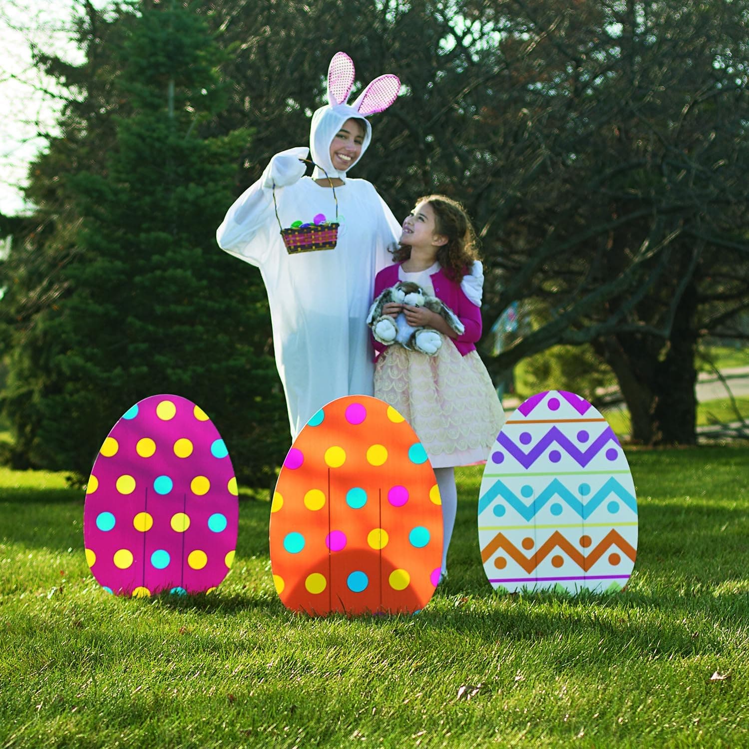 Fun Express Jumbo Easter Eggs Yard Signs 4-Pack - Large 18x24.5 Outdoor Easter Decorations with Stakes | Weather-Resistant Egg Hunt Signs for Front Yard, Lawn &amp; Garden Party Decor : Patio, Lawn &amp; Garden thumbnail 3