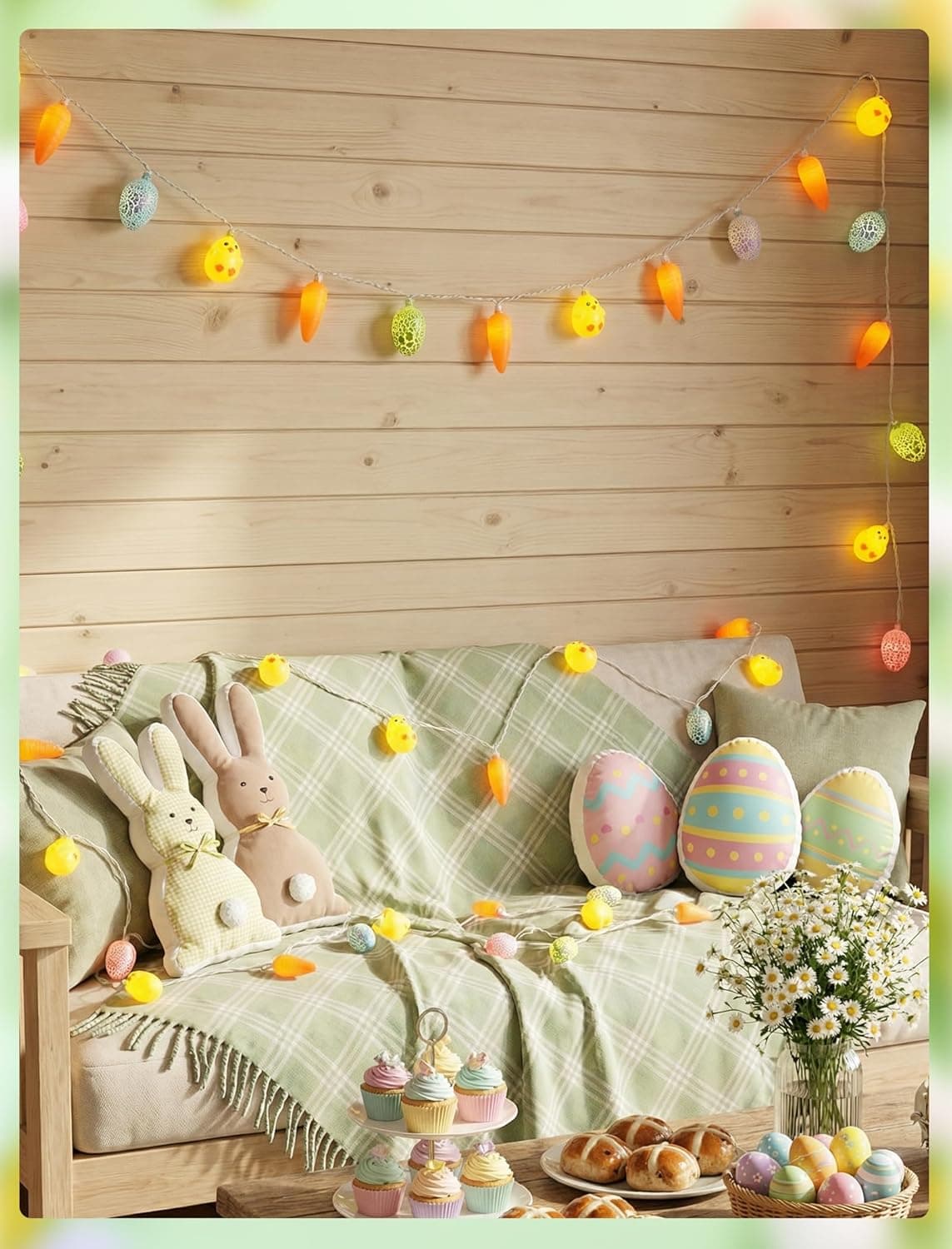 GOOTHY 8.5Ft Easter String Lights - Cracked Egg, Chicken & Carrot Design thumbnail 4