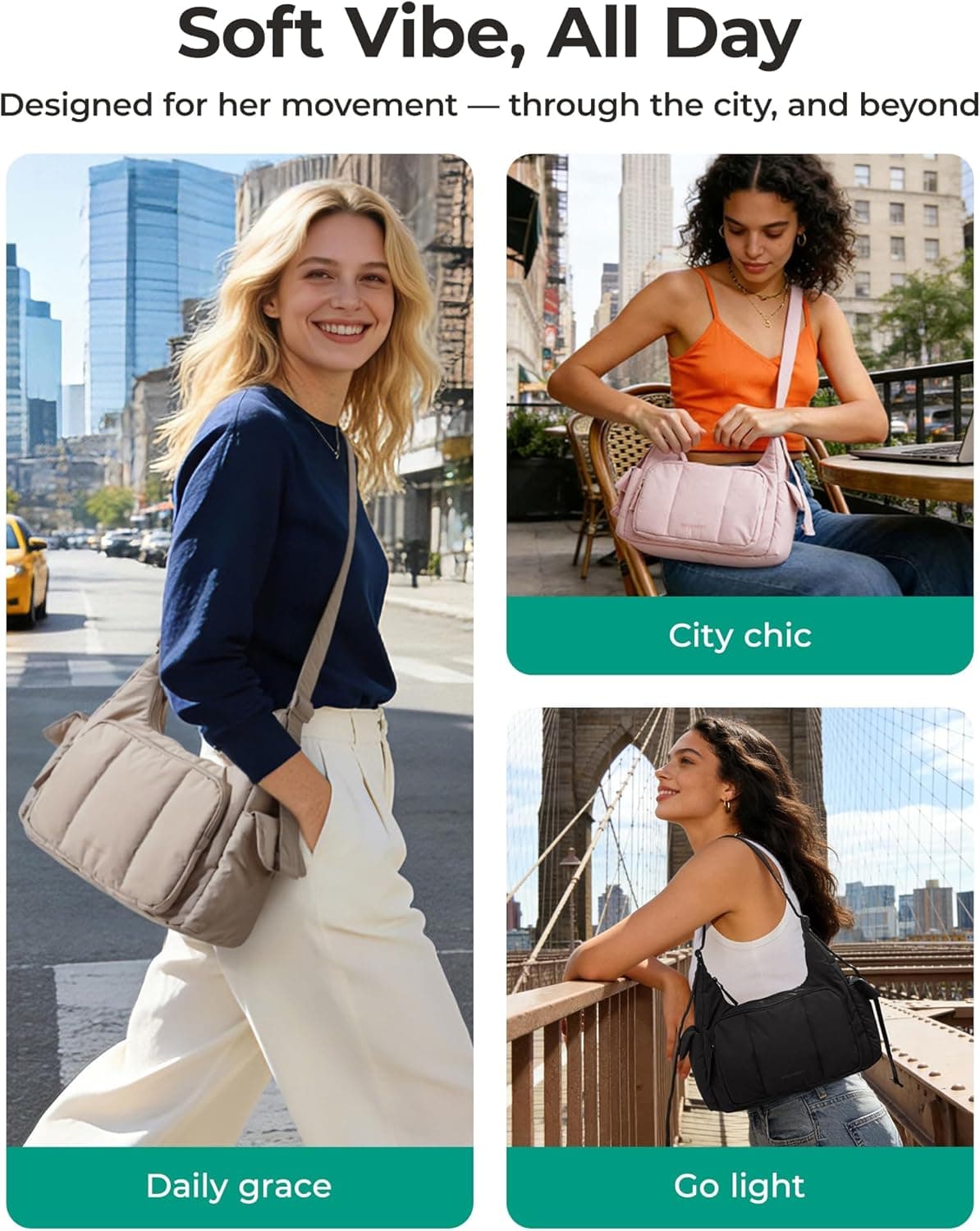 BAGSMART Crossbody Bags for Women, Small Puffer Purses for Women Daily/Travel, 6L Cute Fluffy Hobo Bag | Puffer Purses, Cute Crossbody bag, Small purse, Lightweight bag, Water-resistant, small diaper bag : Clothing, Shoes &amp; Jewelry thumbnail 2