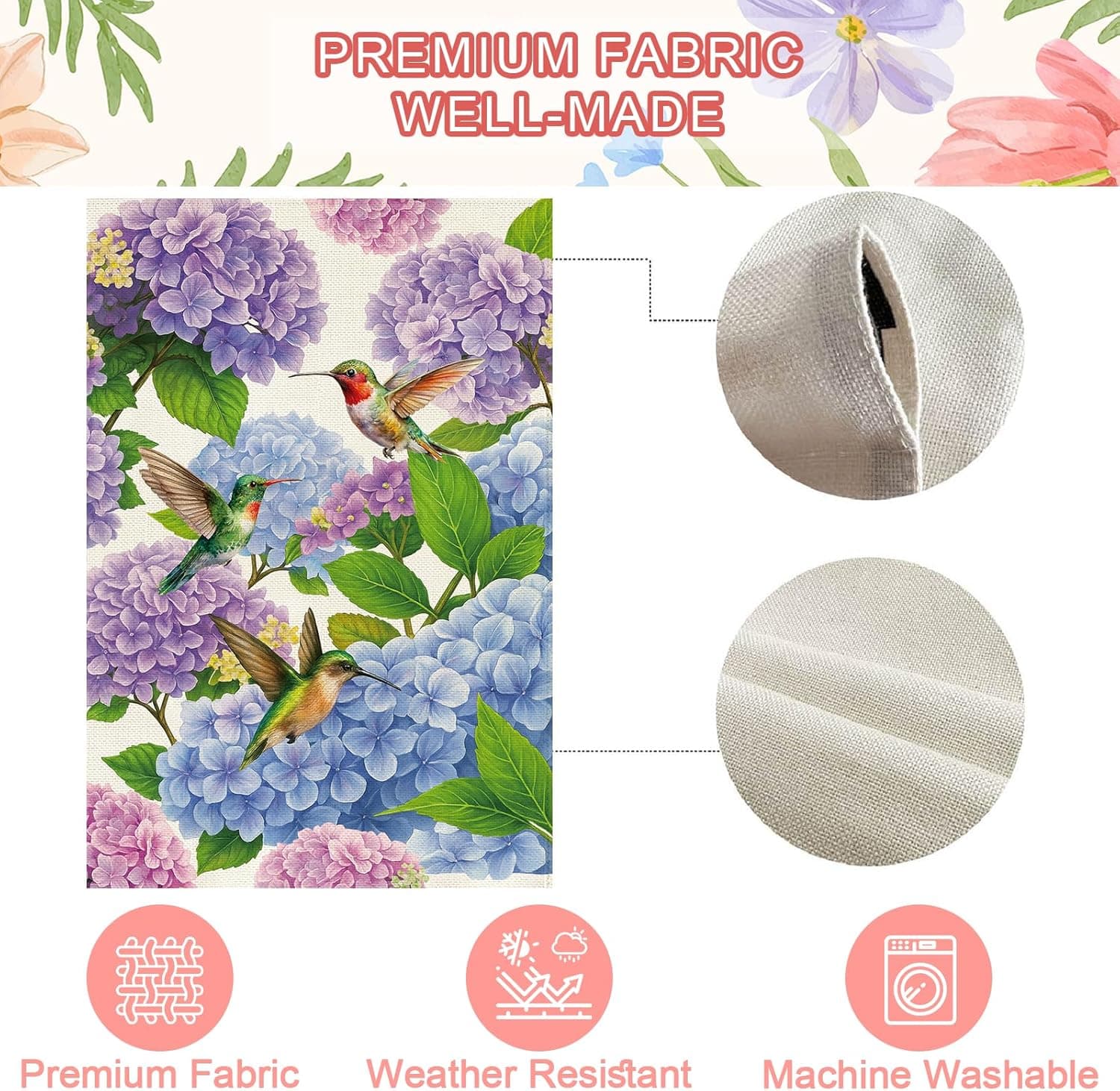 Spring Summer Hydrangea House Flag - 28 x 40 Inch Double Sided thumbnail 3