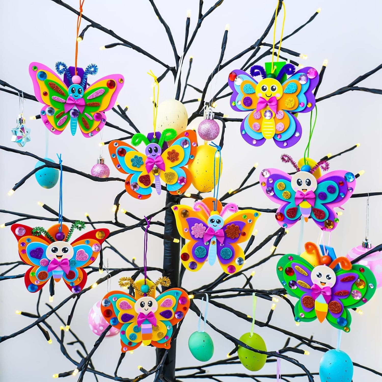 Winlyn 24 Sets Butterfly Craft Kits - DIY 3D Rainbow Butterfly Ornaments thumbnail 5