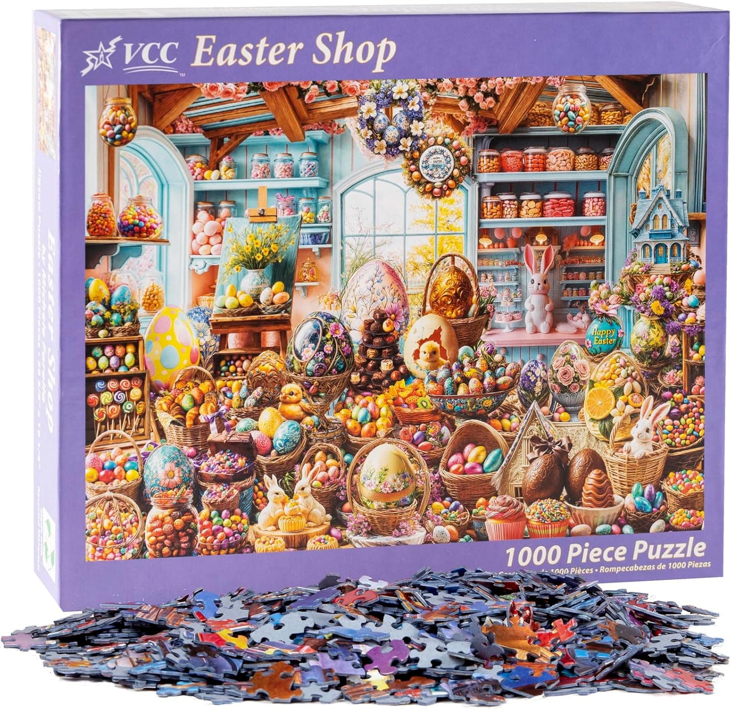 Easter Shop Jigsaw Puzzle 1000 Piece by Vermont Christmas Company - Easter Puzzles with Randomly Shaped Pieces - 26 5/8" x 19 1/4" : Toys &amp; Games thumbnail 5