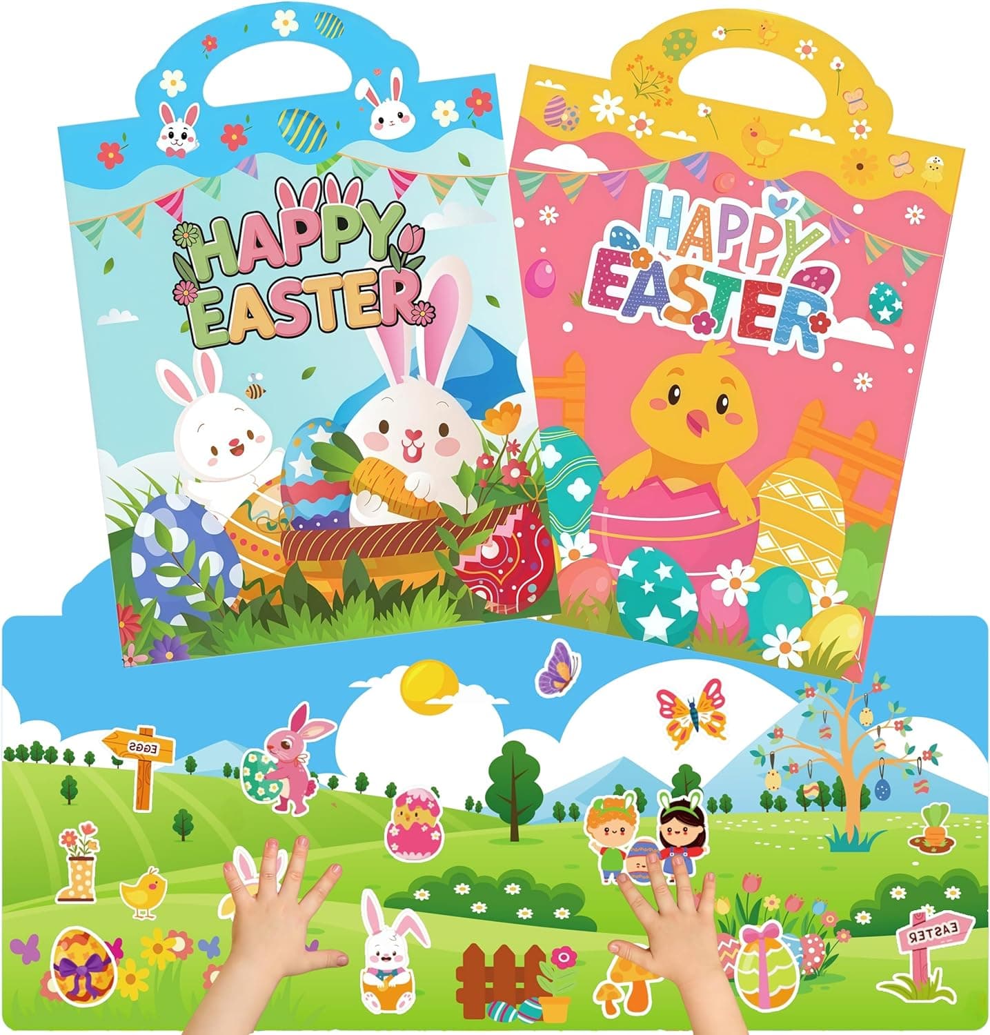 2 Sets Easter Reusable Sticker Books for Toddlers image 1