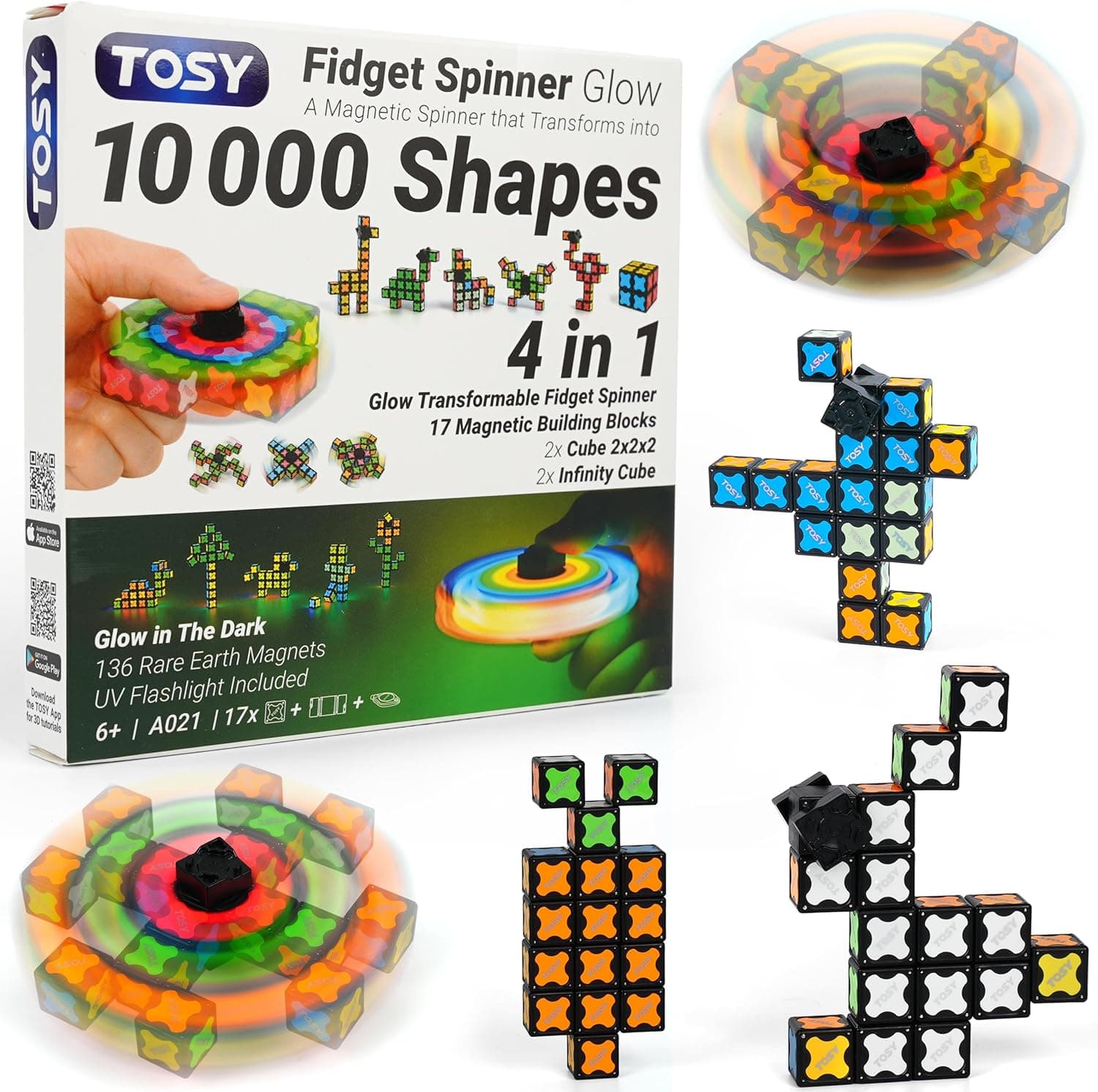 TOSY Magnet Fidget Spinner Glow - 16 Blocks 3-in-1 Toy — Easter Gifts gift idea