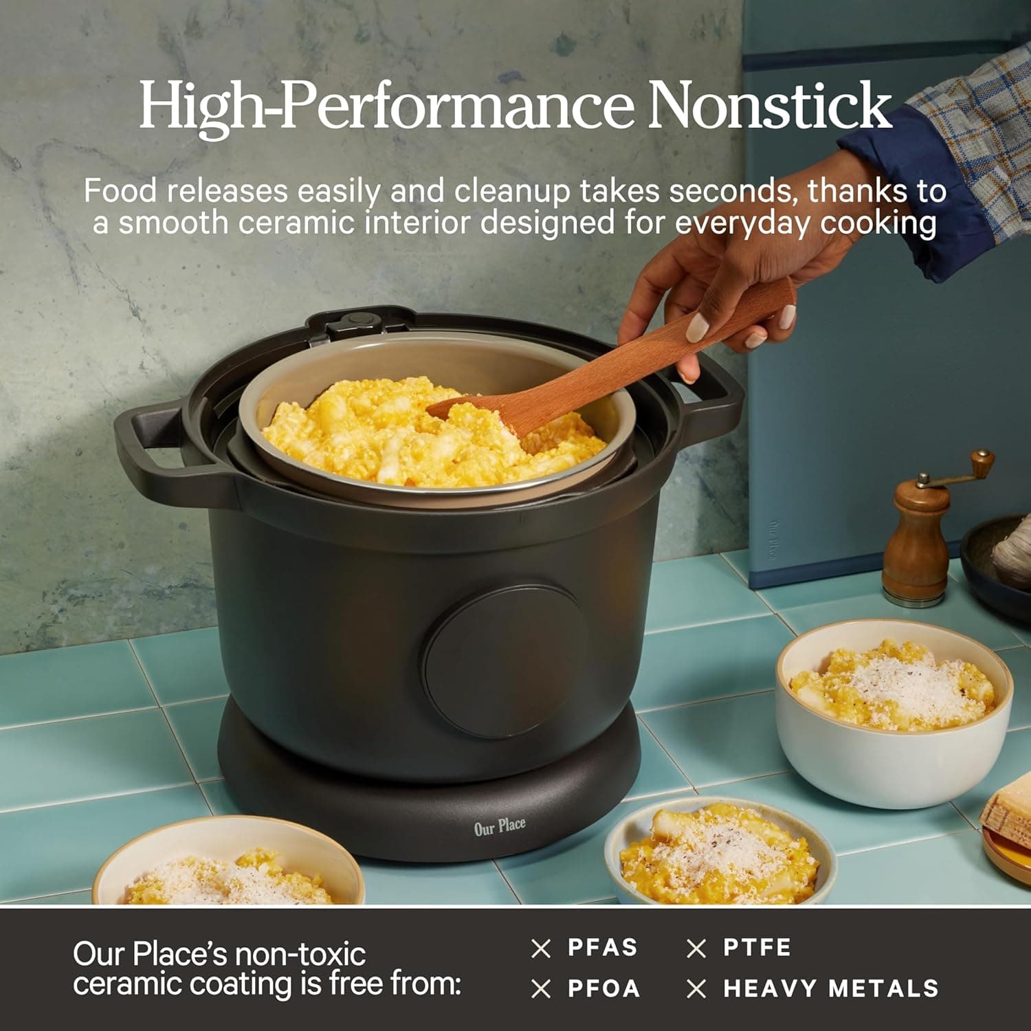 Our Place Dream Cooker | 6 Qt Ceramic Nonstick Multicooker &amp; Pressure Cooker with Touchscreen Controls &amp; Auto Steam Release | 4 Modes: Pressure Cook, Sauté/Sear, Slow Cook &amp; Warm | Steam: Home &amp; Kitchen thumbnail 3