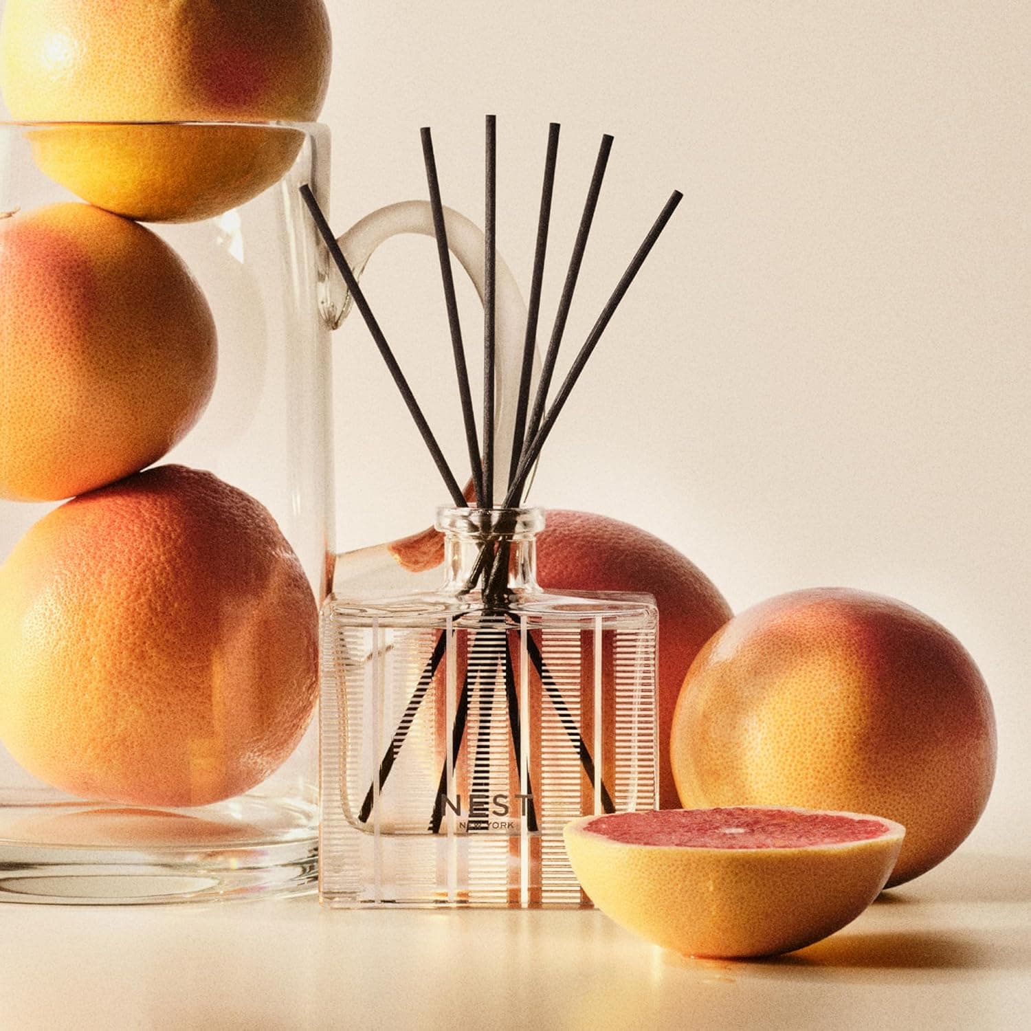 NEST New York Reed Diffuser, Grapefruit - 5.9 fl oz - Fragrance for Up to 90 Days - Reusable, Refillable Glass Holder - Includes 8 All-Natural Reed Sticks - Flame Free : Home &amp; Kitchen thumbnail 5