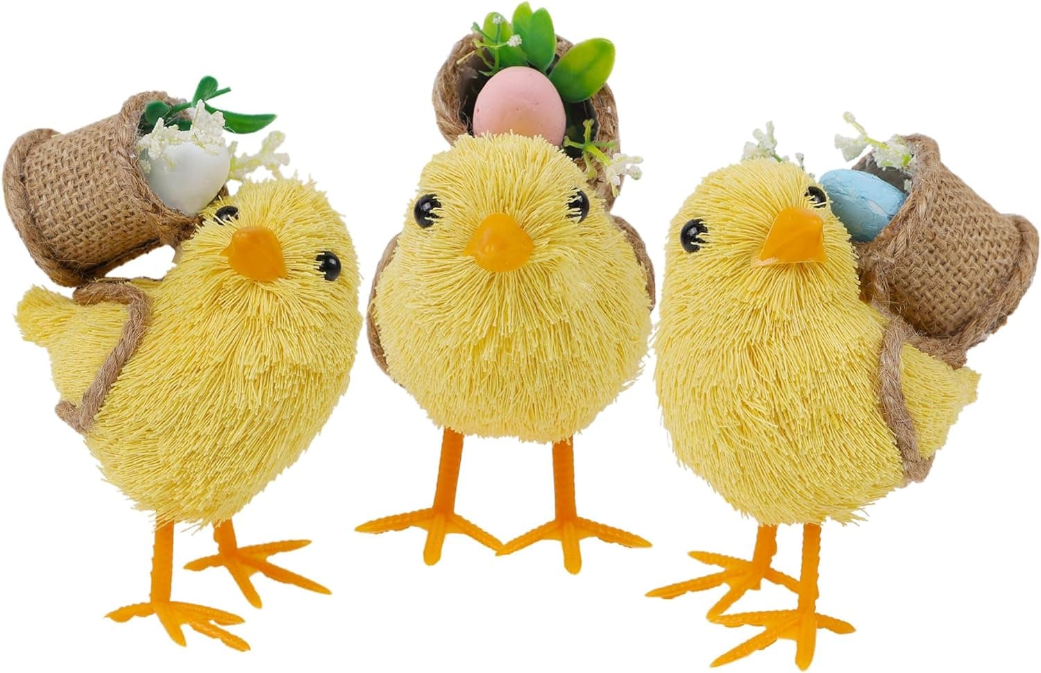 DR.DUDU Set of 3 Easter Decorations 4.5" Straw Chick Figurines with Egg Baskets, Realistic Baby Chick Tabletop Decor, Sisal Chicken Statue Farm Animal Spring Decor for Home Kitchen Office Farmhouse : Home &amp; Kitchen — Easter Gifts gift idea