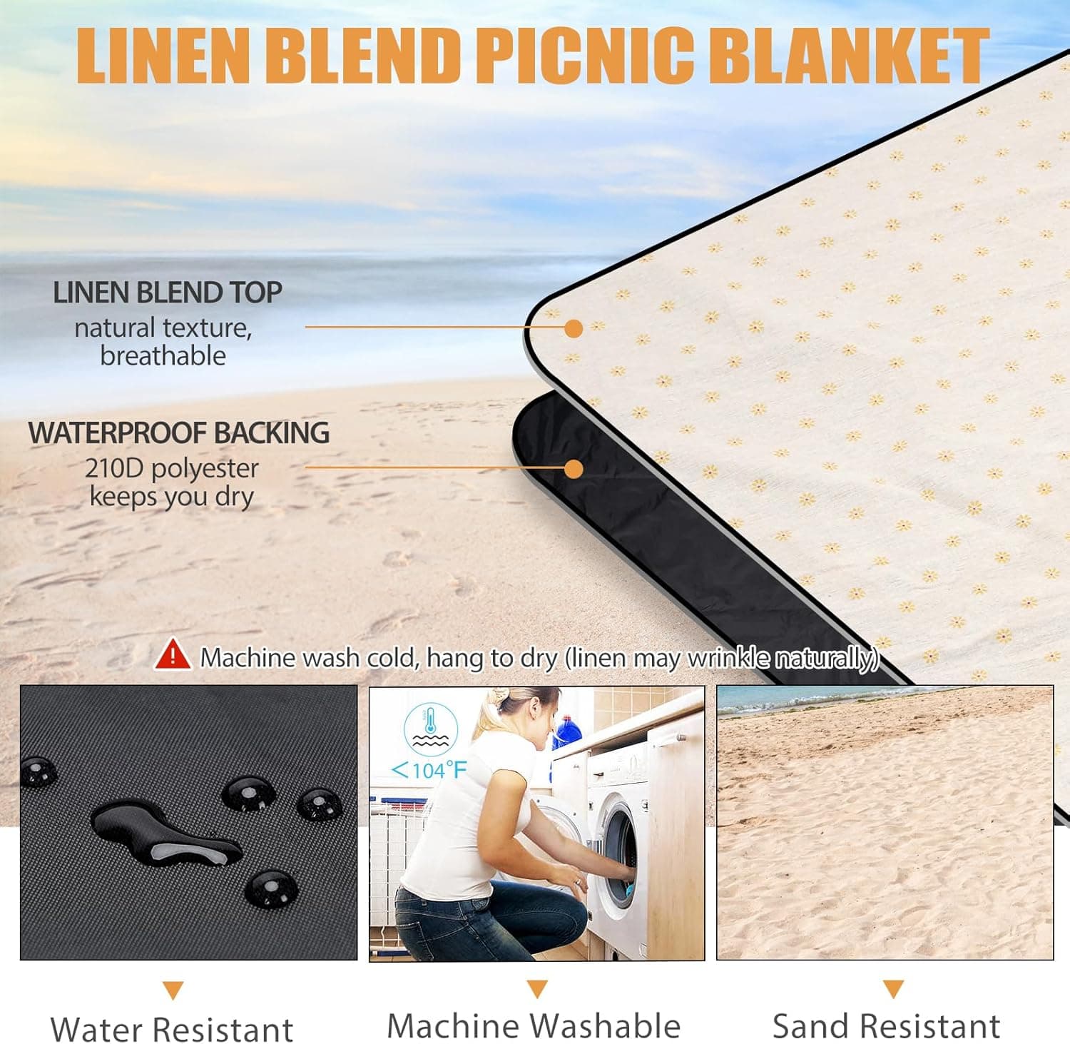 Waterproof Sand-Free Picnic Blanket with Carry Strap thumbnail 4
