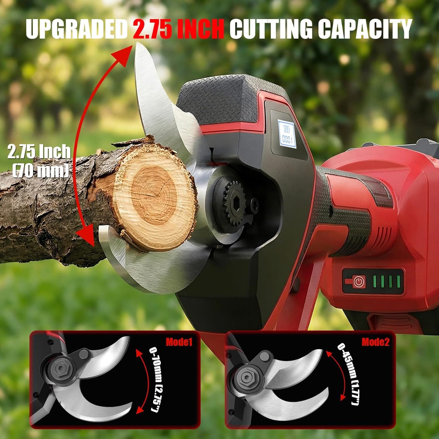 Electric Pruning Shears with LED Display and Extra Batteries thumbnail 2
