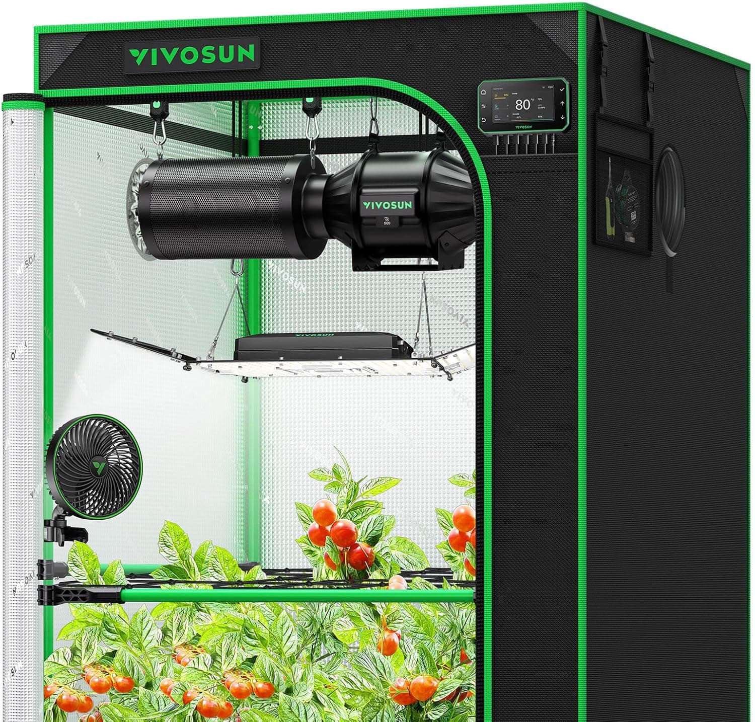 VIVOSUN Smart Pro Grow Tent Kit Plus, 3 × 3ft 3-Plant Kit, WiFi-Integrated Automatic Control with GrowHub E42A+, 2-in-1 Tunable Spectrum LED Grow Light, 360°Ventilation &amp; Circulation Control System : Patio, Lawn &amp; Garden thumbnail 2