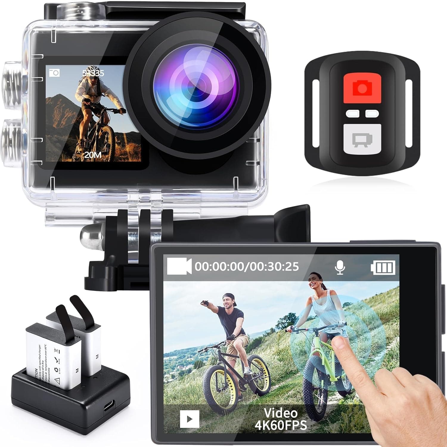 icefox i8 20MP 5X Zoom Action Camera with EIS, WiFi Remote Control, Waterproof Underwater Camera for Snorkeling Cycling Vlogging : Electronics image 1