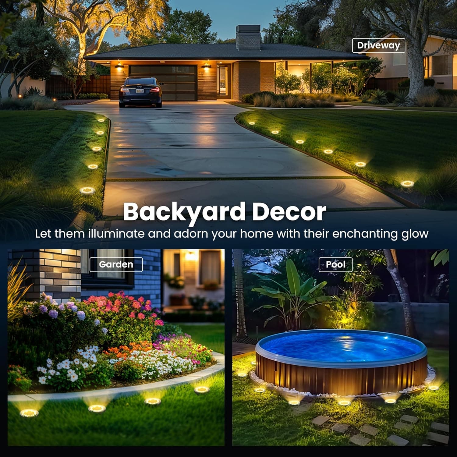 SOLPEX 10 Pack Solar Ground Lights Outdoor Waterproof, Solar Powered Pathway Lights, Landscape Lighting for Garden Walkway Driveway Backyard Decor (Warm White) - Amazon.com thumbnail 2