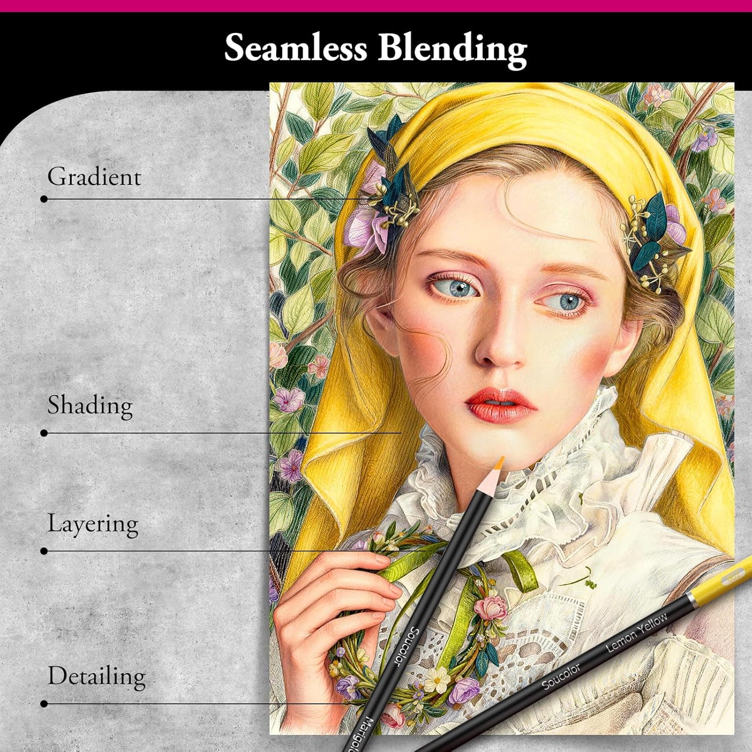 Soucolor 72-Color Colored Pencils for Adult Coloring Books, Soft Core, Back to School Supplies, Smooth Coloring Pencils for Kids Sketching, Drawing, Blending, Shading, Arts &amp; Crafts Supplies Gift : Office Products thumbnail 3