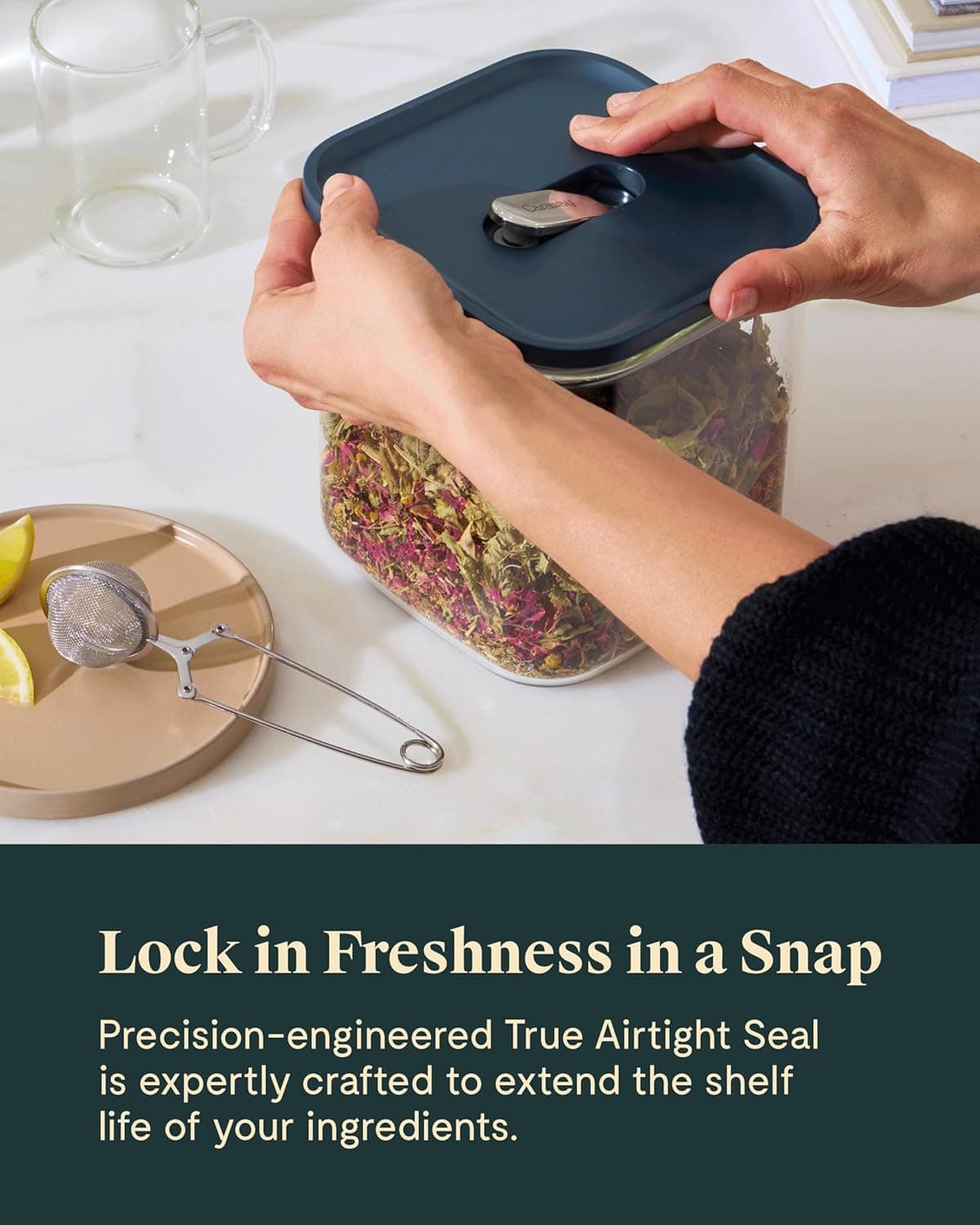 Caraway 13-Piece Glass Airtight Food Storage Containers with Lids in Navy thumbnail 5