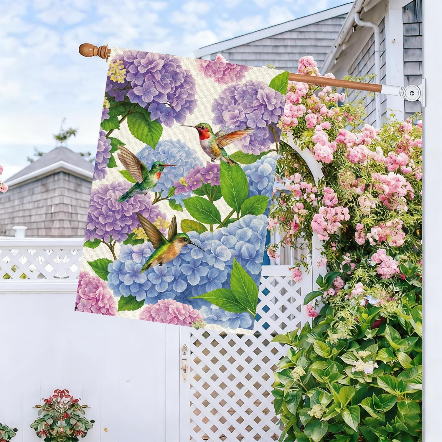 Spring Summer Hydrangea House Flag - 28 x 40 Inch Double Sided thumbnail 4