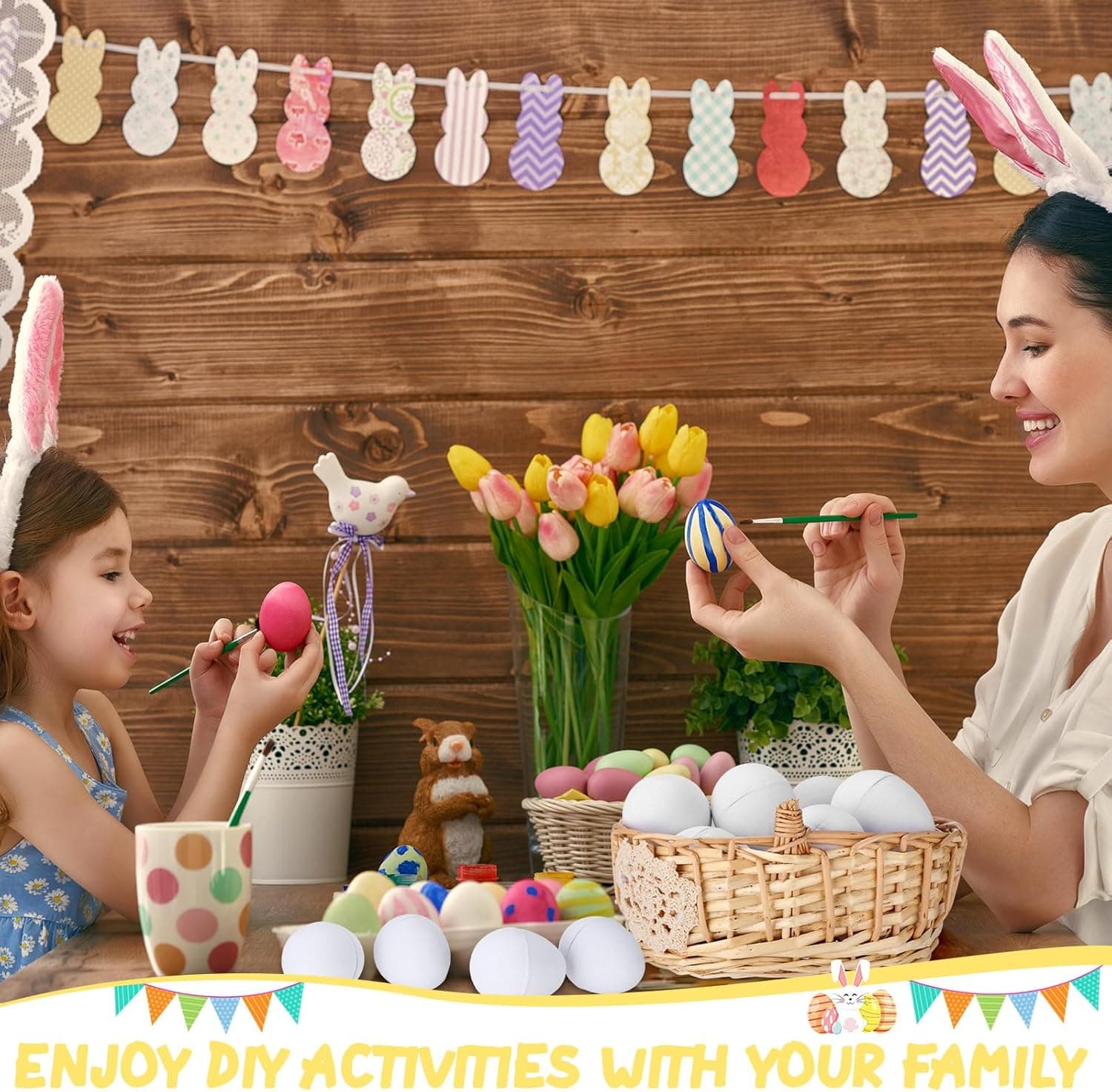 Motionchic 50 Pcs Paintable Paper Mache Easter Eggs thumbnail 3