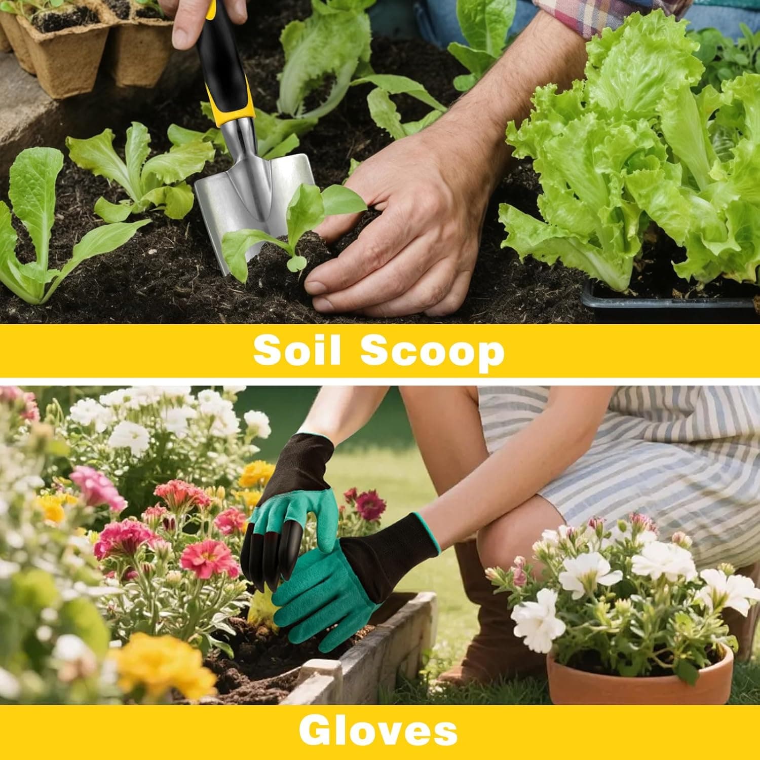 FrutPunch 7-Piece Ergonomic Garden Tool Set in Yellow thumbnail 5