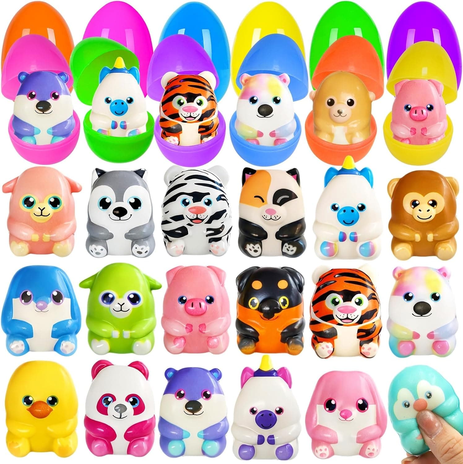 ZICZLI 24 Pack Easter Eggs Filled Slow Squishy Toys, Mini Animal Squishy Egg Fillers for Kids Easter Egg Hunt Filling Treats Classroom Prizes Basket Stuffers Easter Party Favors : Toys &amp; Games — gift idea