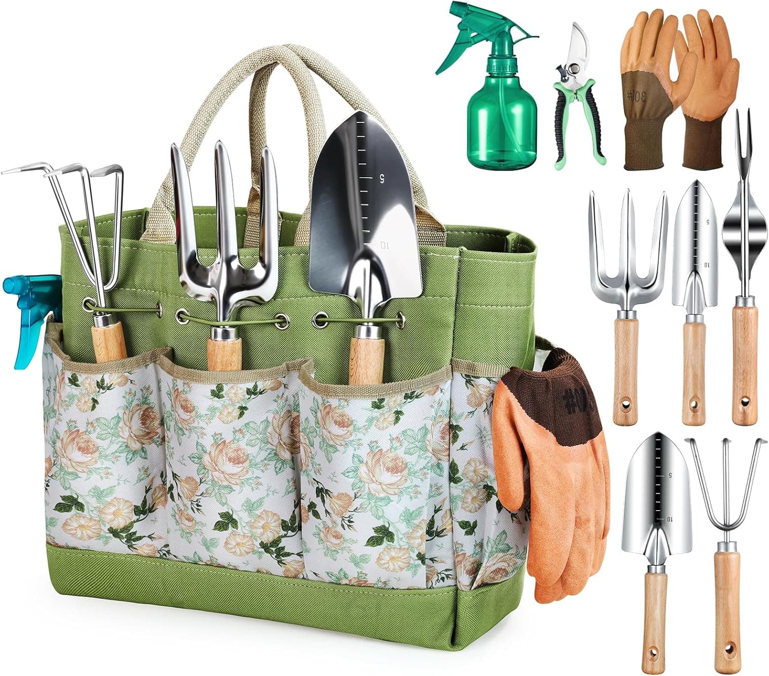 9-Piece Garden Hand Tools Set with Organizer Handbag image 1