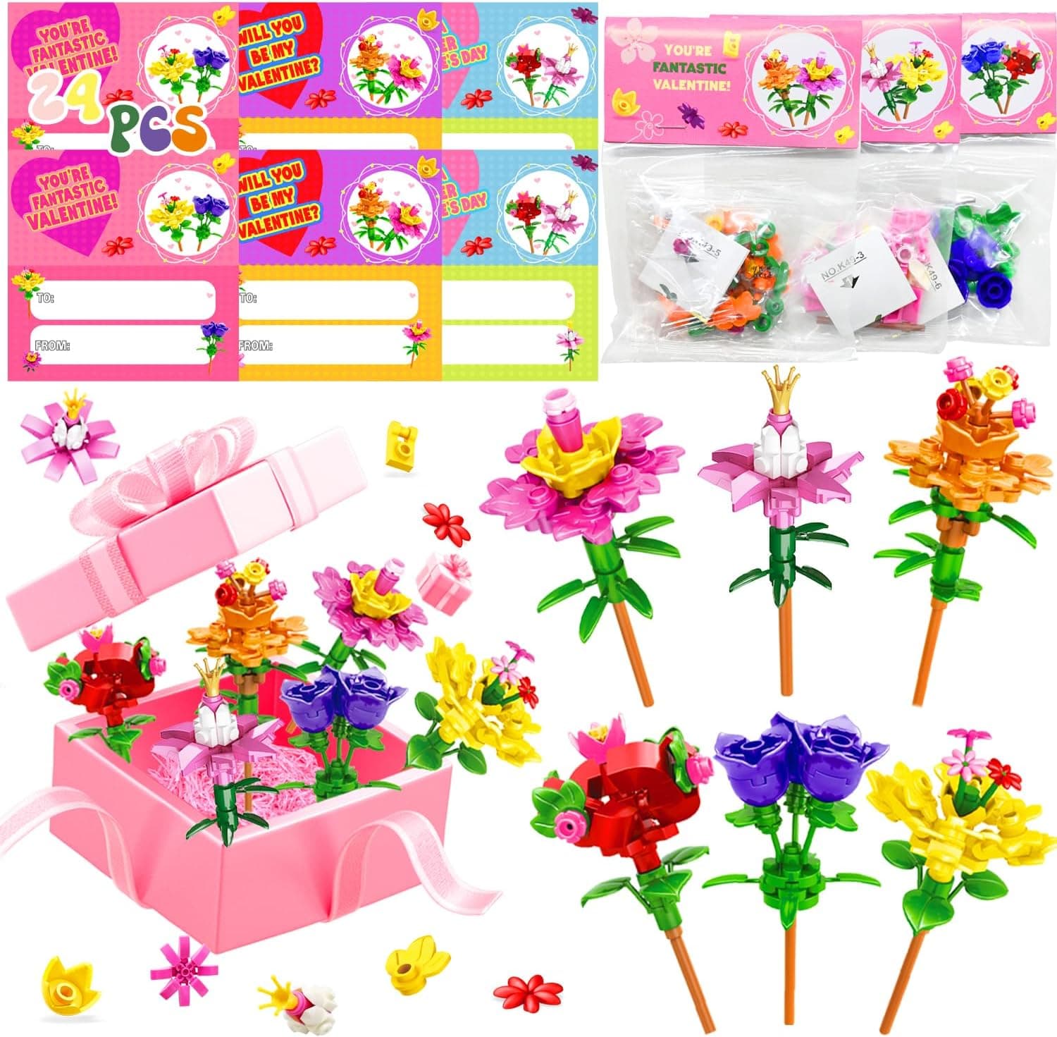 UMEELR Flowers Building Blocks - 24 Pack DIY Easter Egg Surprises — Spring Gift Ideas gift idea