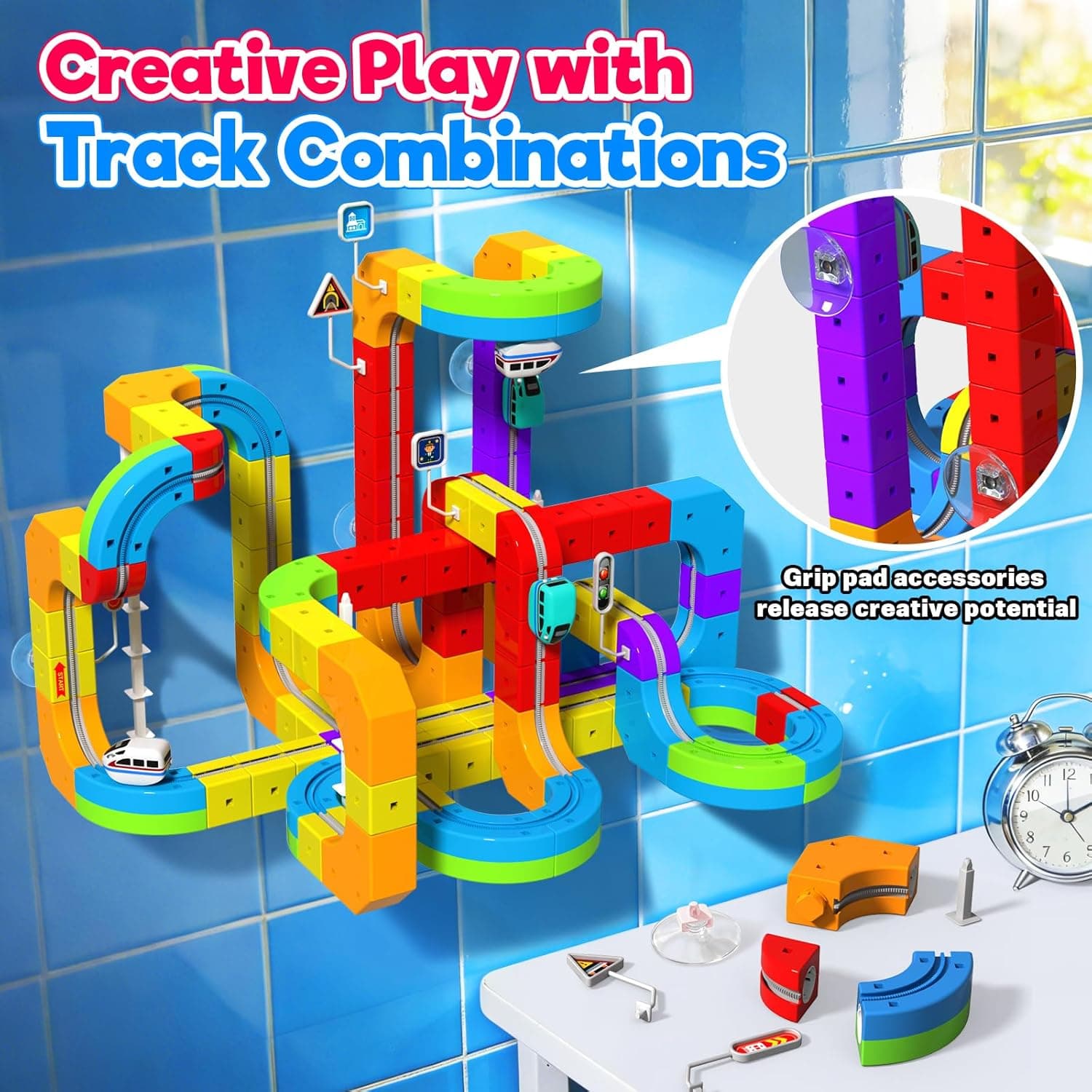 Goody King Electric Train Set for Kids, 3D Stem Electric Train Set with Train and Traffic Signs, 3D Racing Track Sets for Kids, 3+ Years Old Boys &amp; Girls Birthday : Toys &amp; Games thumbnail 2