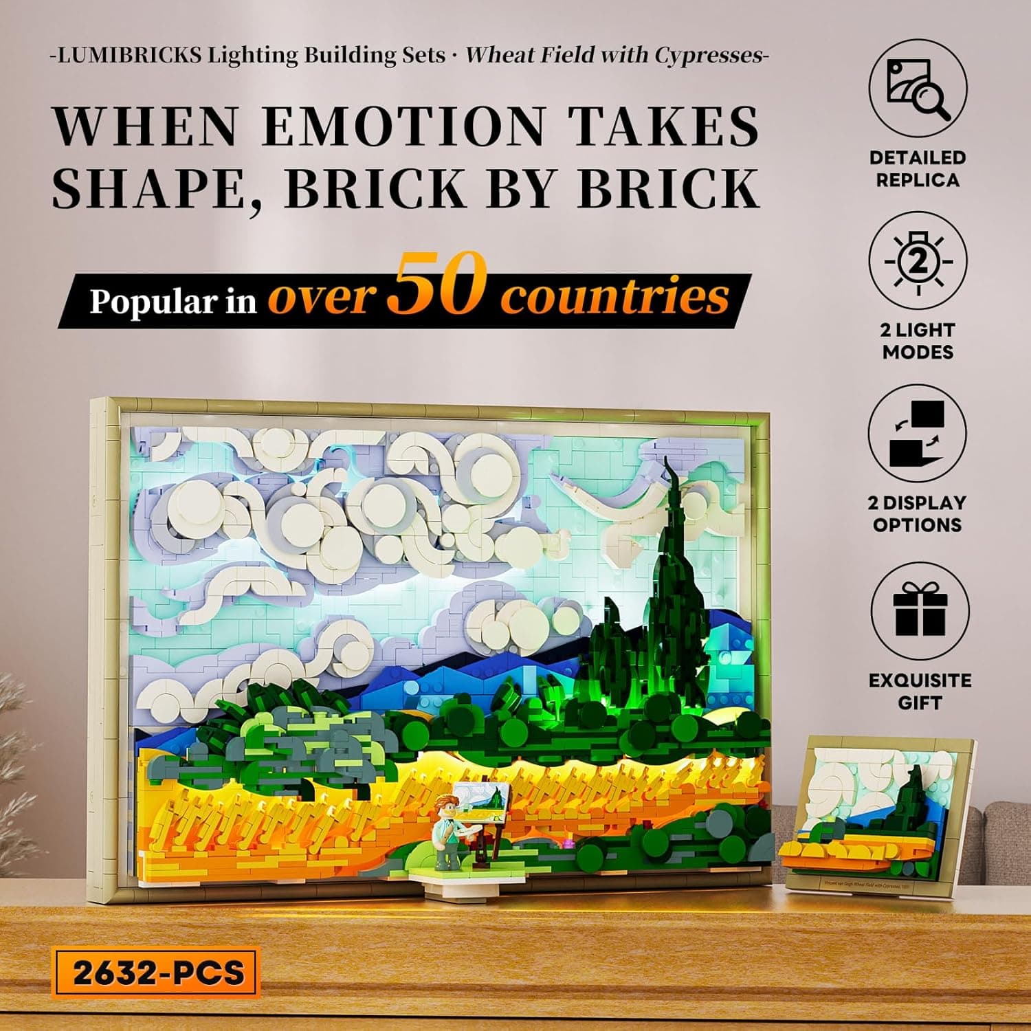 Lumibricks Wheat Field with Cypresses Building Blocks Set with Lights thumbnail 2