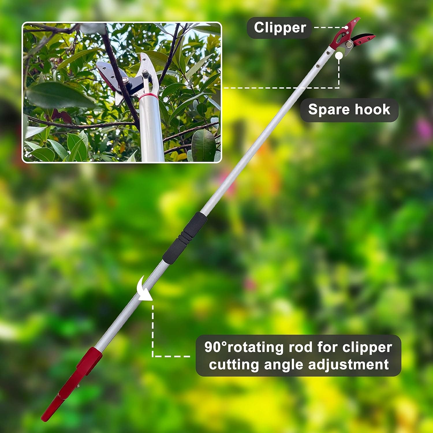 Prunrt 4-Foot Pole Pruner with Cut and Hold Garden Clippers thumbnail 4