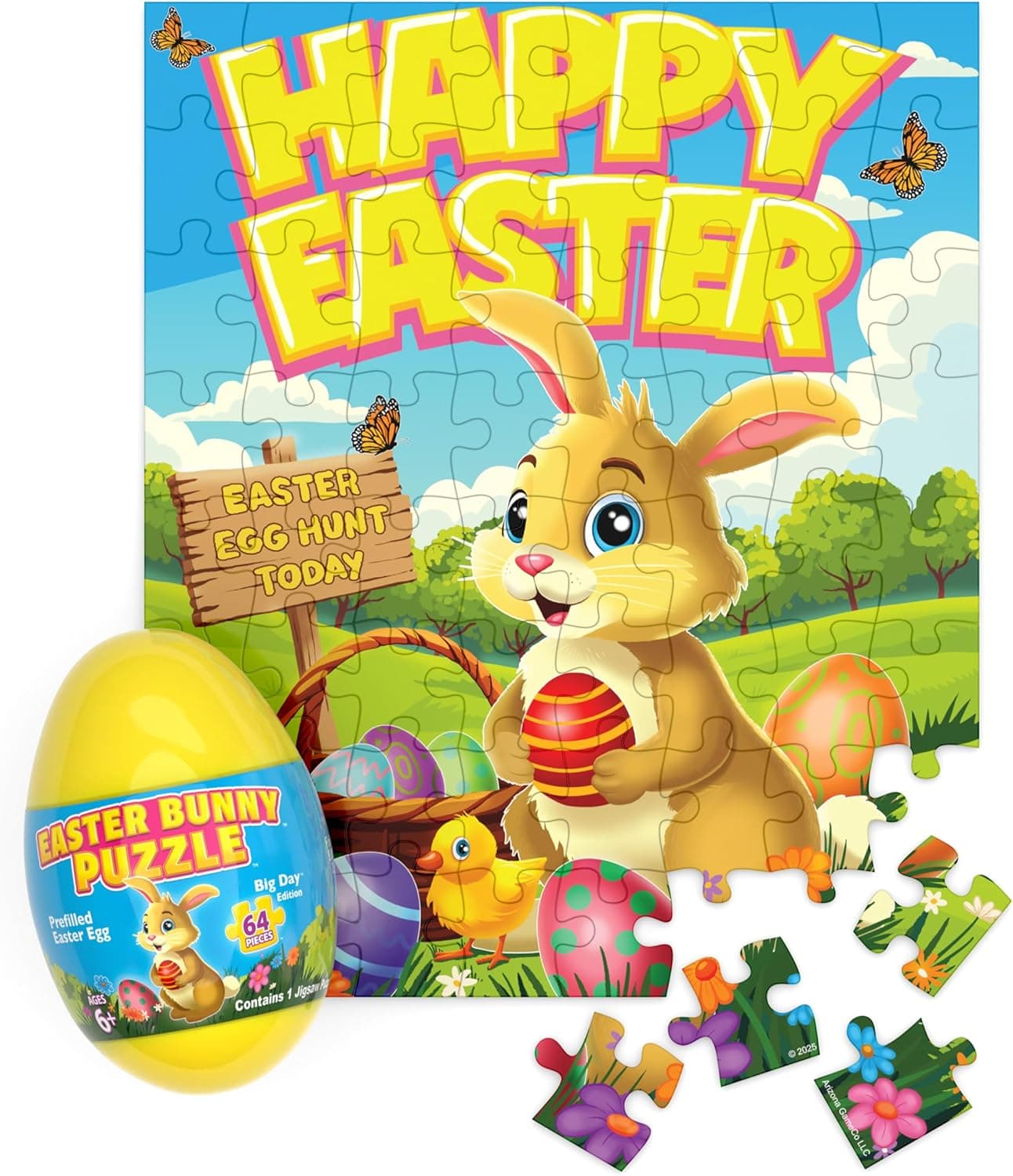 Easter Bunny Puzzle – Prefilled Easter Egg, Pre Filled with 64-Piece Jigsaw Puzzle for Kids, Easter Basket Stuffer, Gift for Kids, Ages 6+ : Toys &amp; Games image 1