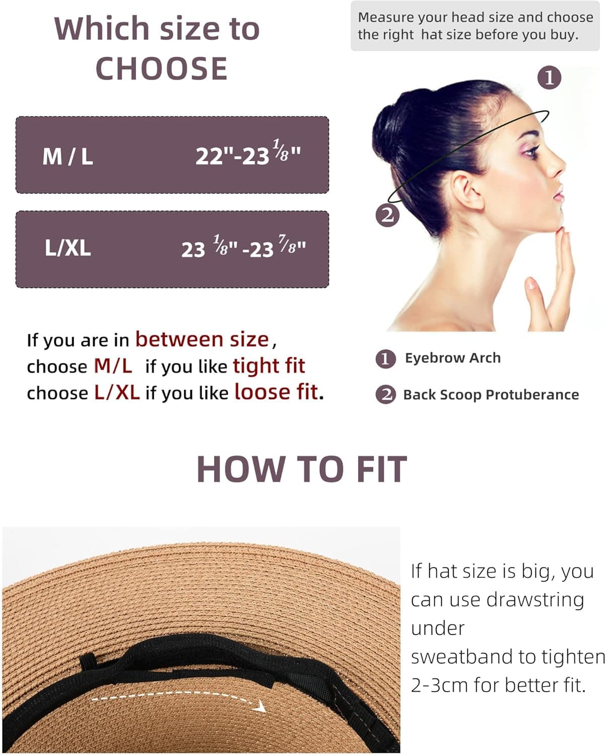FURTALK Wide Brim Straw Panama Hat thumbnail 3