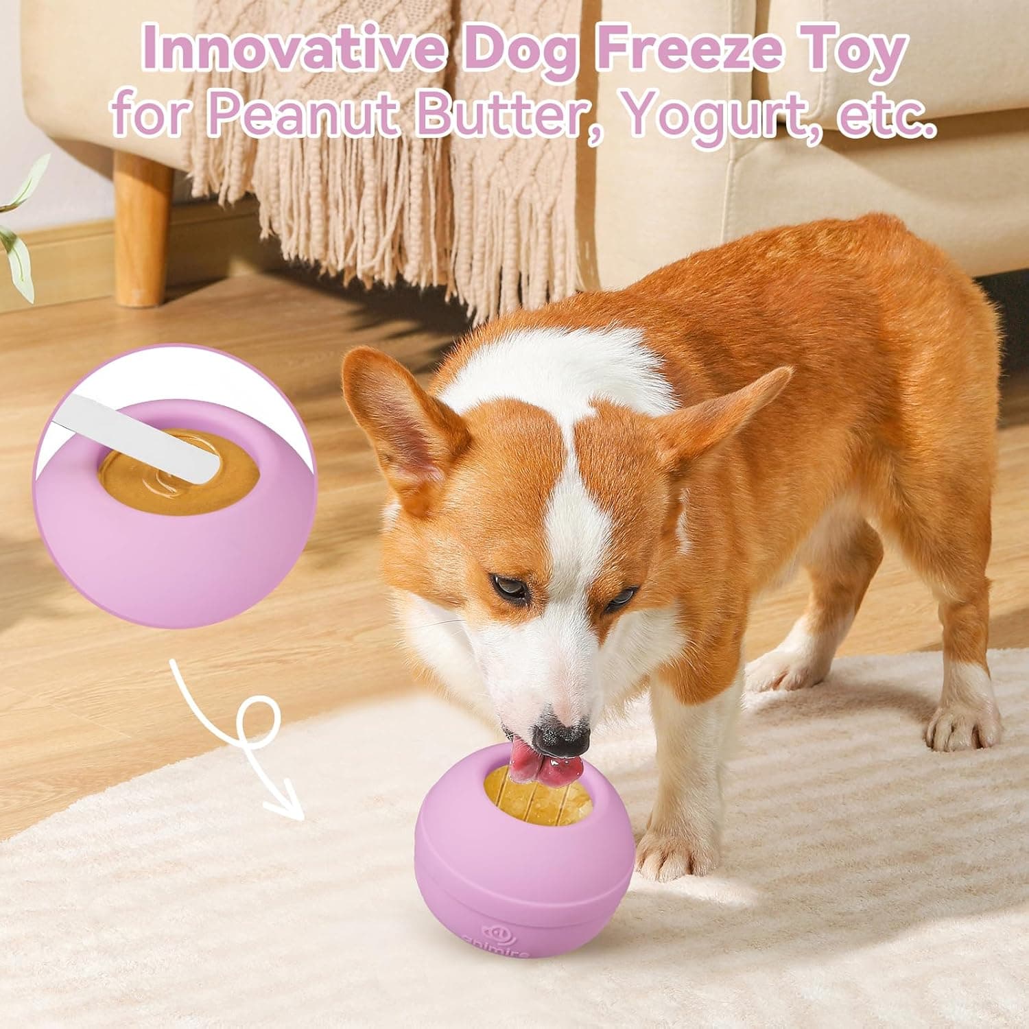 Pet Supplies : Animire Long-Lasting Interactive Dog Lick Toy, Stuffable Dog Enrichment to Keep Dogs Busy, Wobbly Treat Dispensing Freezable Chew Toys, Food-Grade Safe (Pastel Purple,M) : Amazon.com thumbnail 2