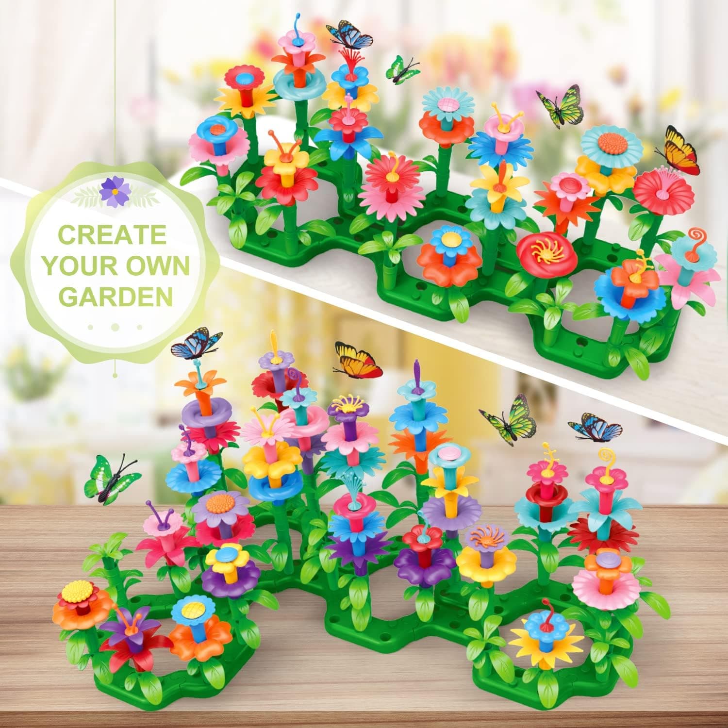 SpringFlower Toys for Girls 3 4 5 6 7 Years Old, Flower Garden Building Kit with Storage case,Educational STEM Toy and Preschool Garden Play Set for Toddlers, for Kids,148pcs : Toys &amp; Games thumbnail 5