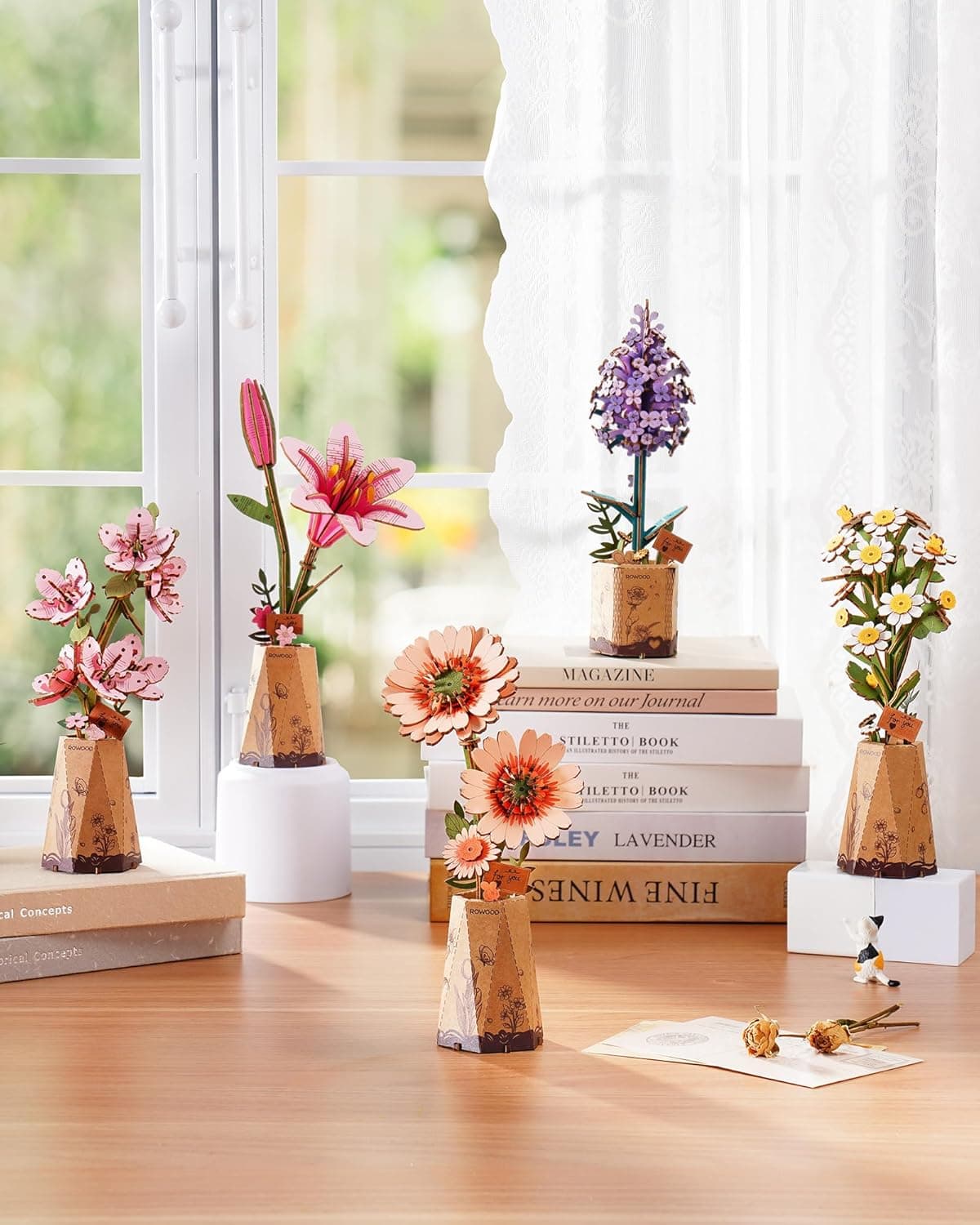 Rowood 3D Wooden Flower Puzzle - Orange Gerbera Daisy thumbnail 5