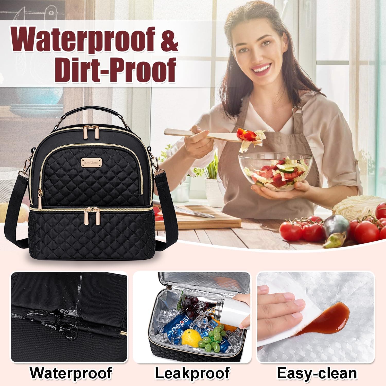 REXMONA Double Decker Insulated Lunch Bag thumbnail 5