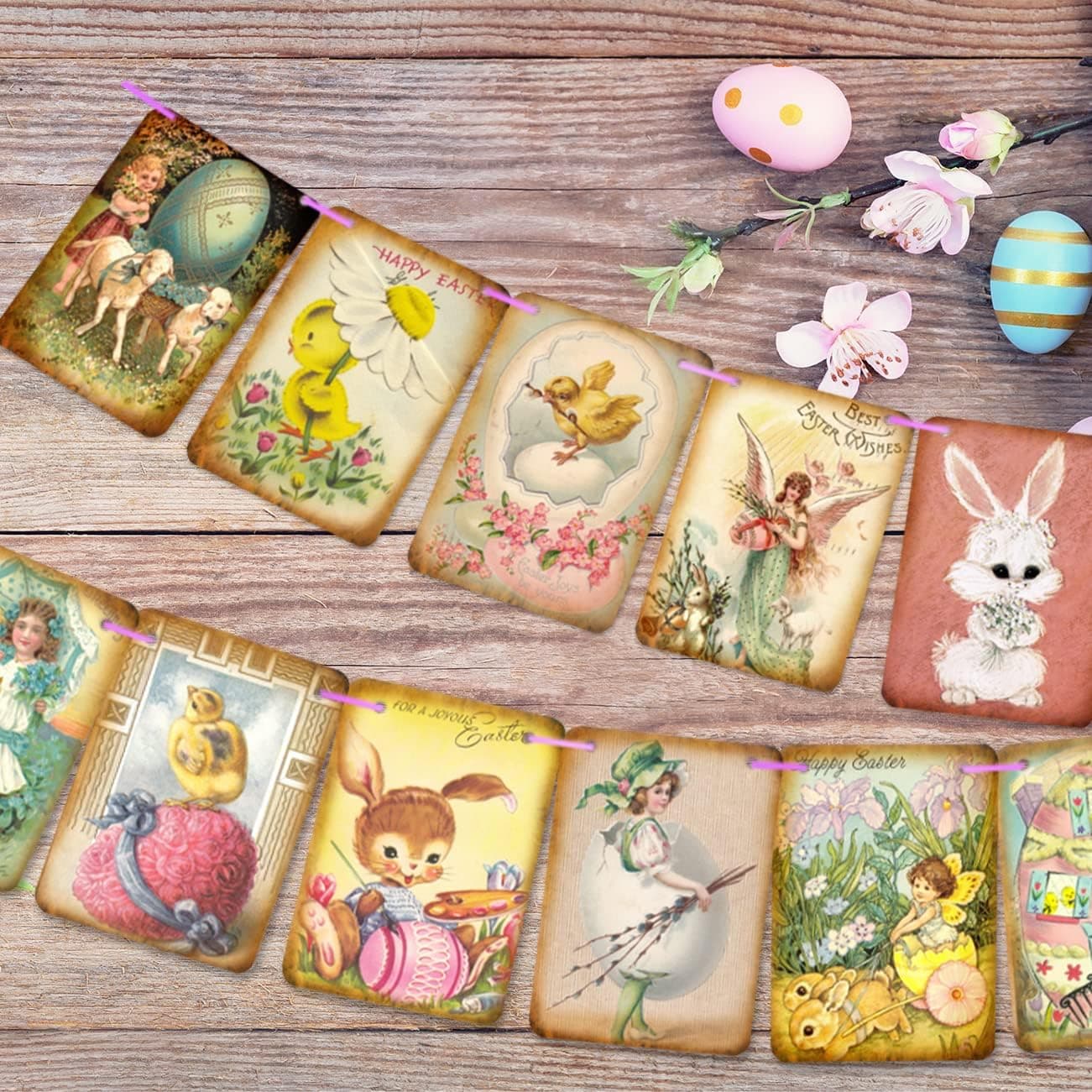 Vintage Style Easter Day Banner Bunting Garland thumbnail 4