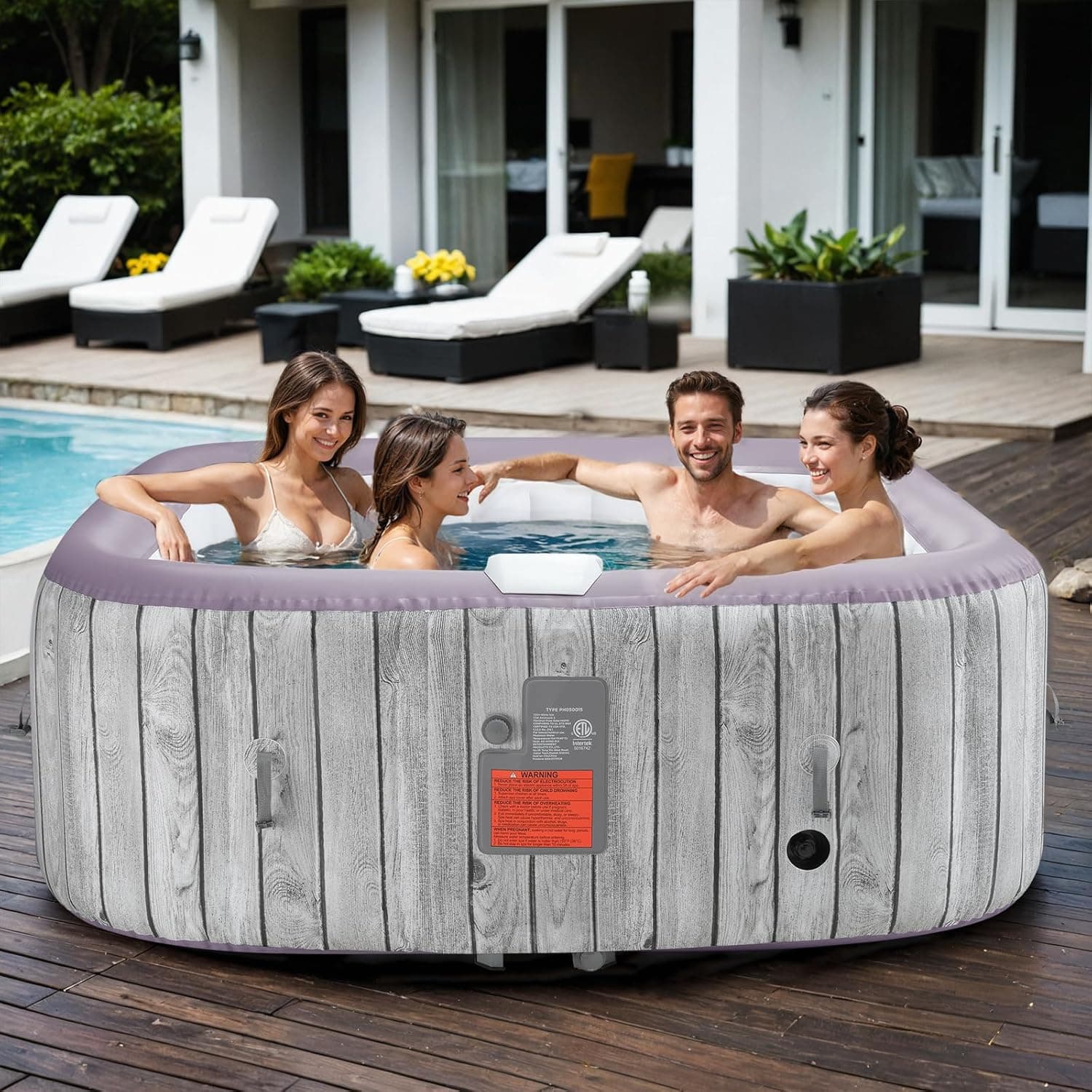 BTMWAY Inflatable Hot Tub - 73" Square Portable Spa for 4-6 People thumbnail 2