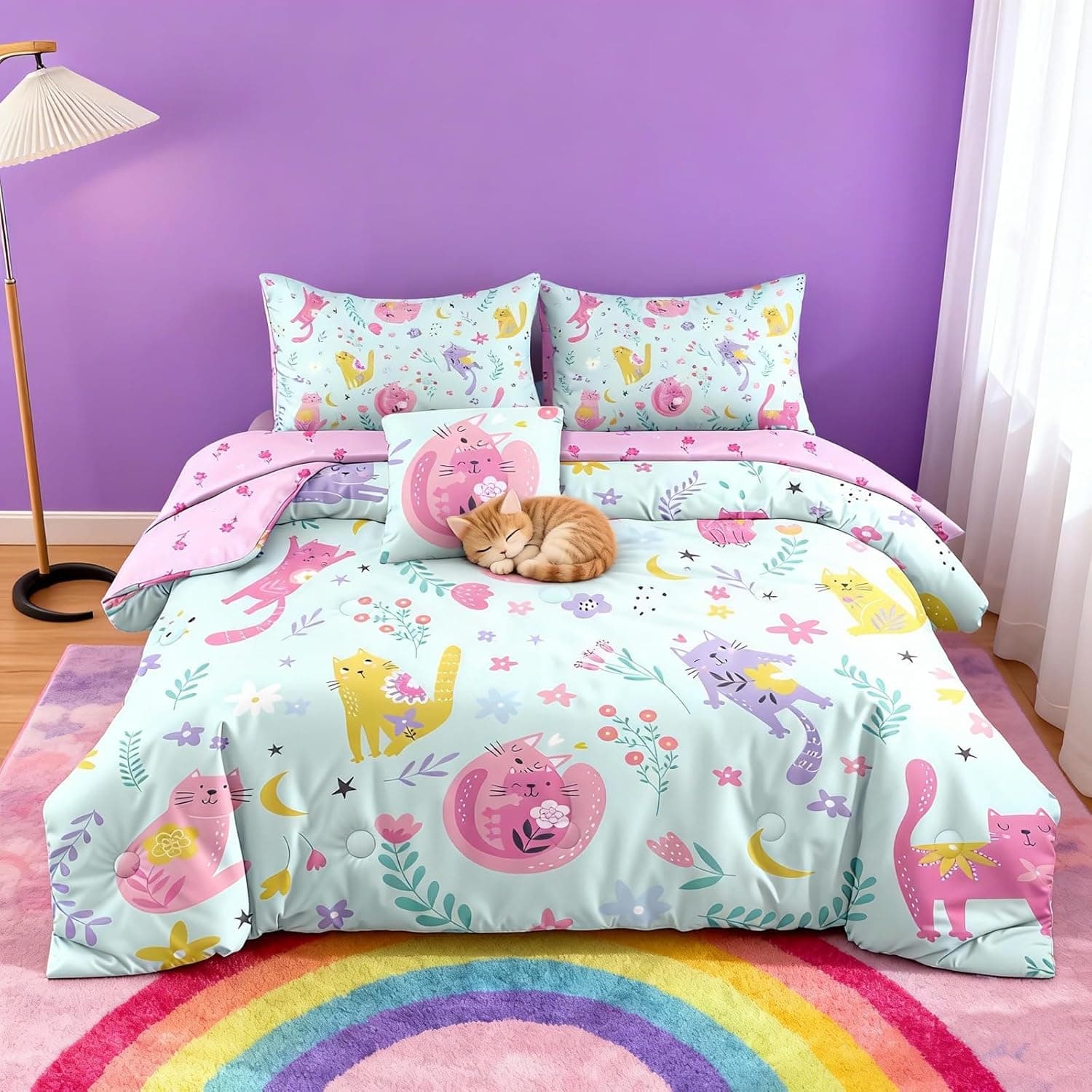 Bodhi Cute Cats Twin Comforter Bedding Set thumbnail 2