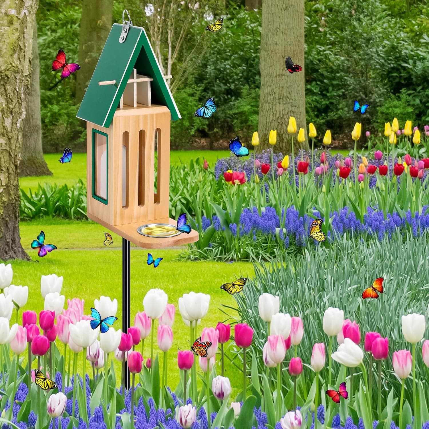 Upgraded Wooden Butterfly House and Feeder thumbnail 4