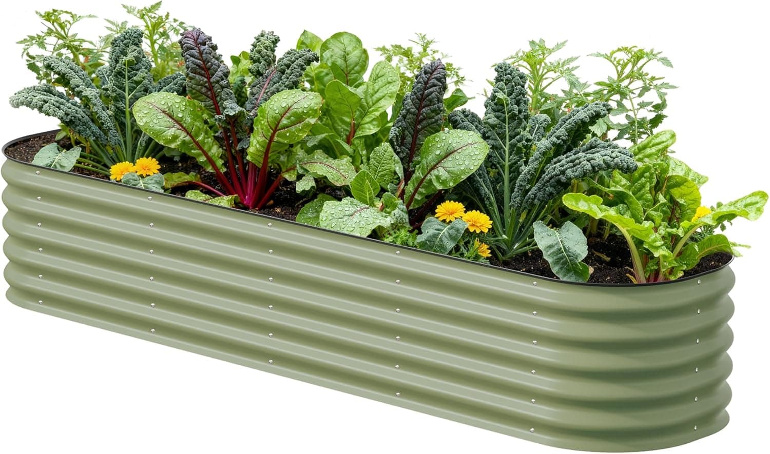 Vego Garden Raised Garden Bed Kit - 8ft x 2ft Metal Planter (Olive Green) image 1