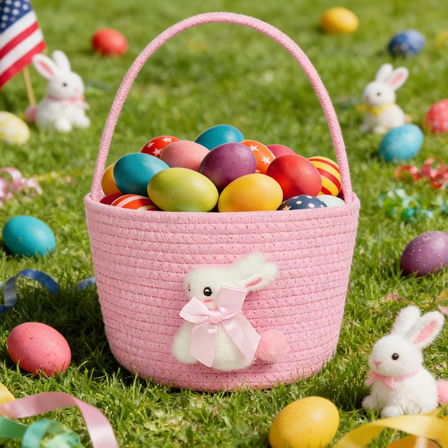 Pink Easter Basket with Handle for Kids thumbnail 2