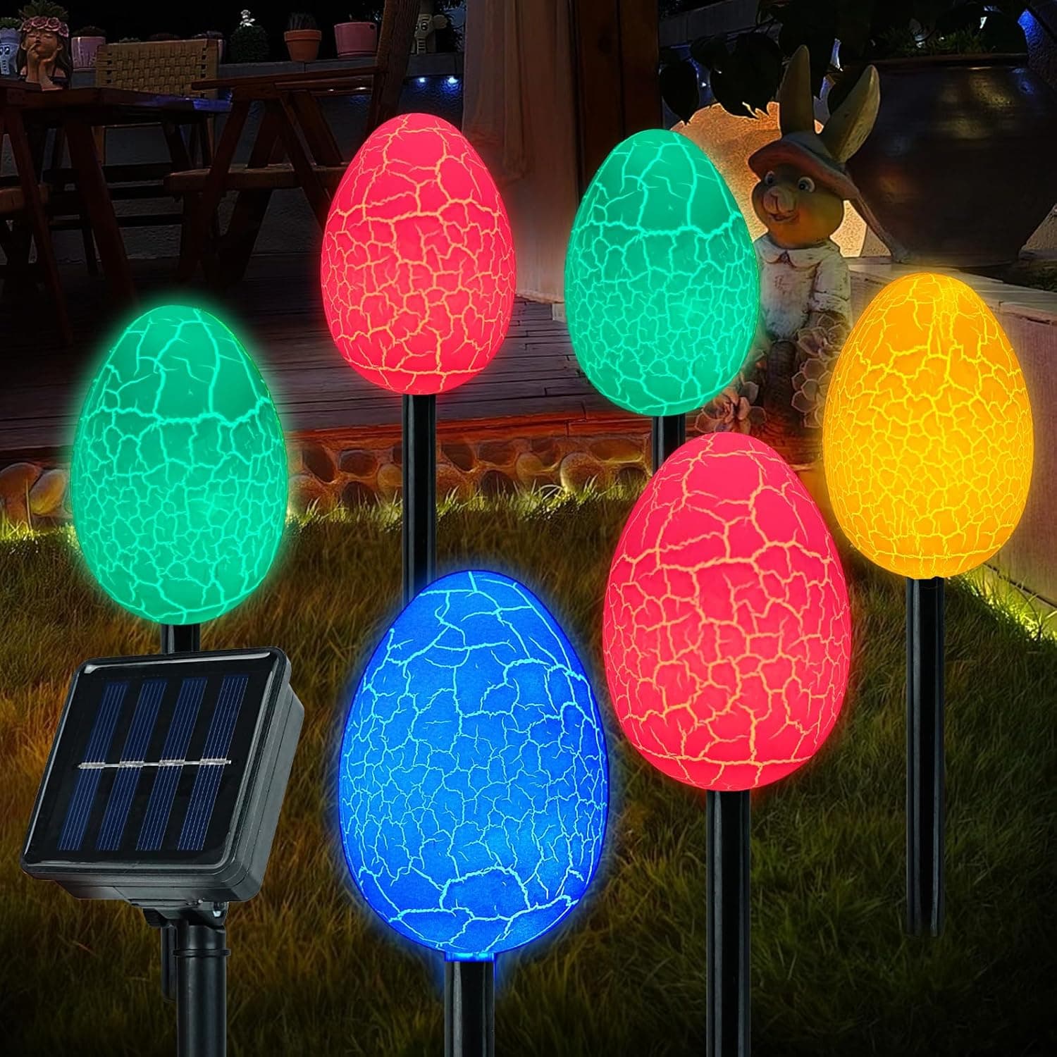 BouQuw 2 Pack Solar Easter Egg Lights with 8 Modes image 1