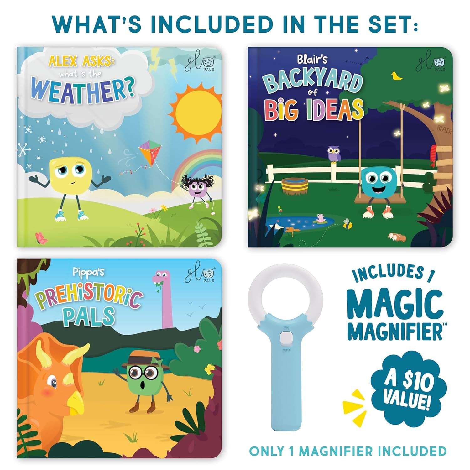 Glo Pals Light-Up Library - 3-Pack Light-Up Kids Books with Magic Magnifier thumbnail 3