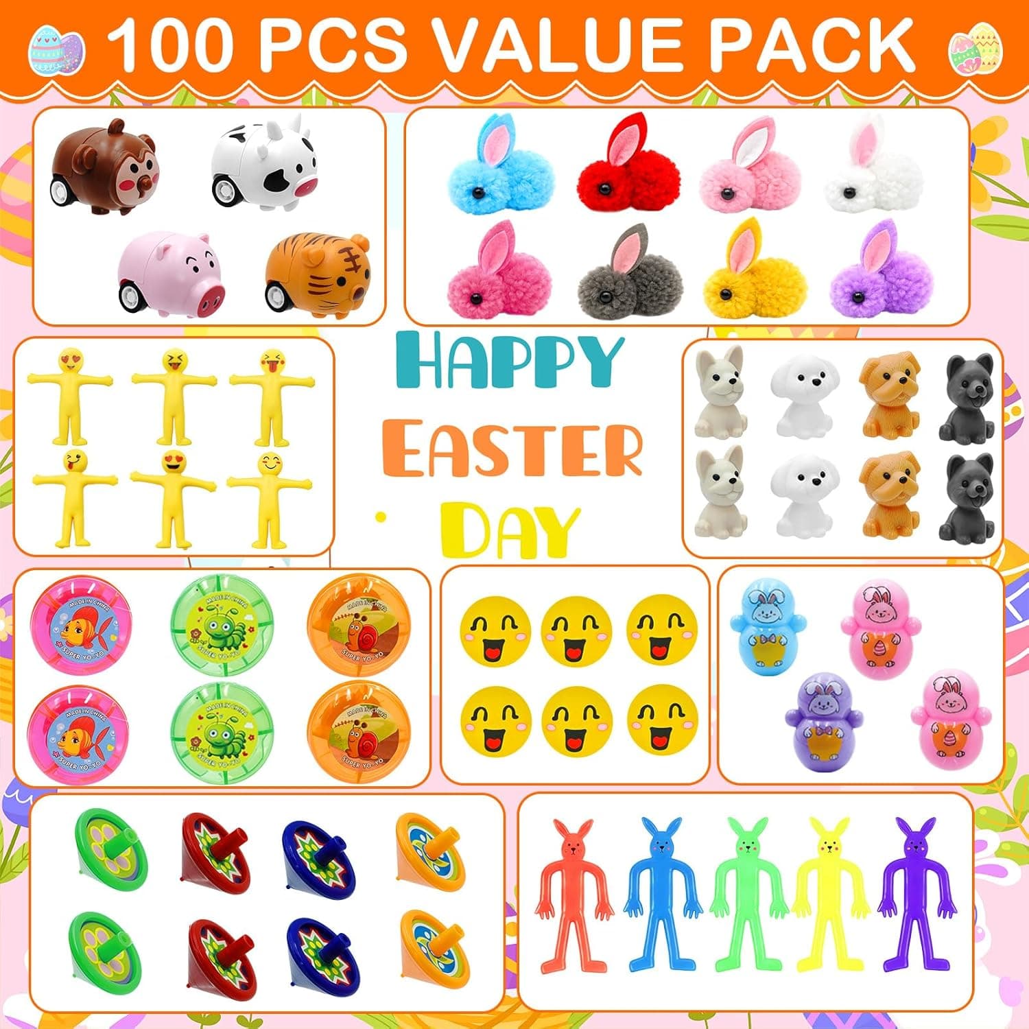 ZICZLI Golden Surprise Eggs - 100 Prefilled Easter Eggs with Assorted Toys thumbnail 2